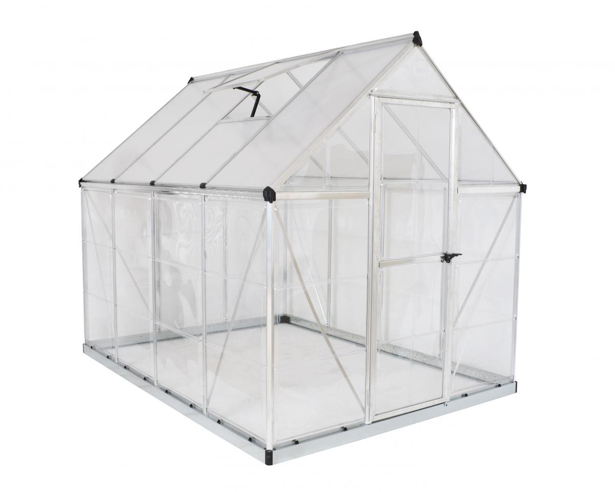 Palram Gew&auml;chshaus Hybrid Silver + 4x Schwerlastregal und Gew&auml;chshaus-Clips in cm 247x185x209 (LxBxH) - Bild 1