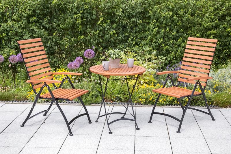 Merxx 3tlg. Gartenmöbel Set Schlossgarten   Klapptisch,  zwei Klappstühle | 04033662995564