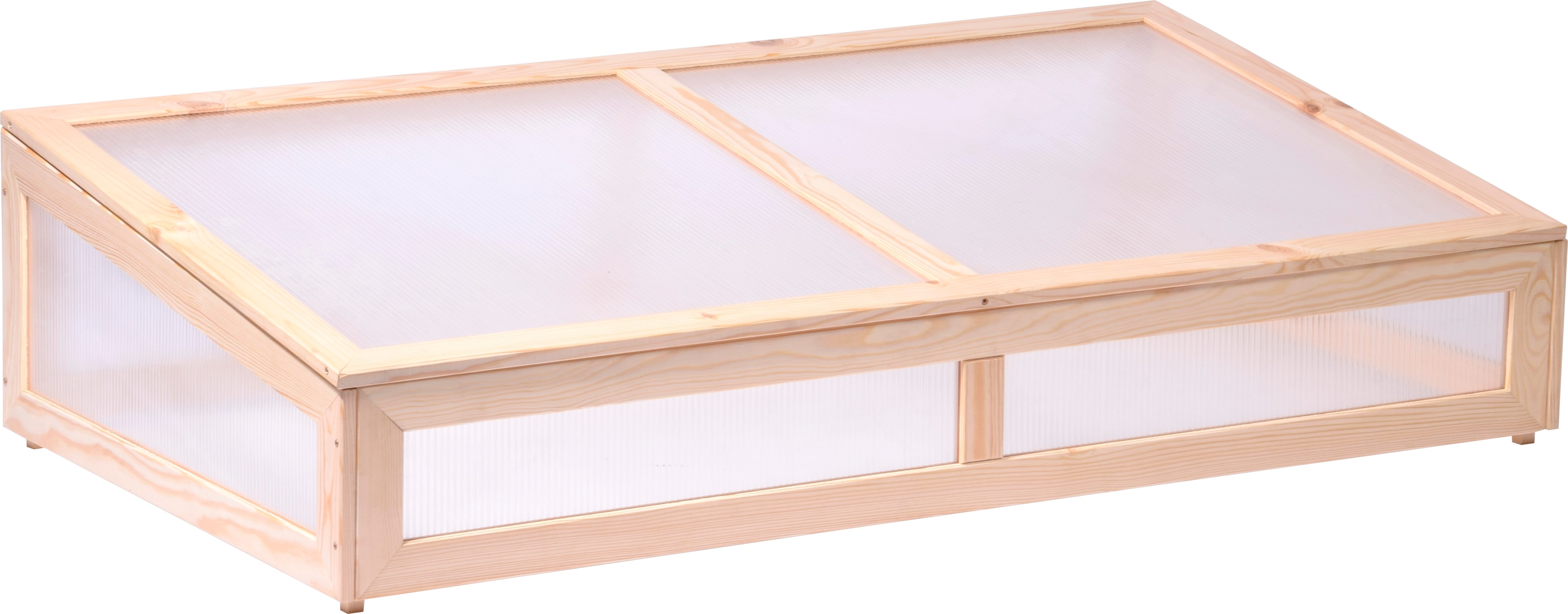 Fr&uuml;hbeet-Aufsatz f&uuml;r Hochbeete mit Holzrahmen und Polycarbonat-W&auml;nden, 128 x 67 x 31,5 cm, Kiefer - Bild 1