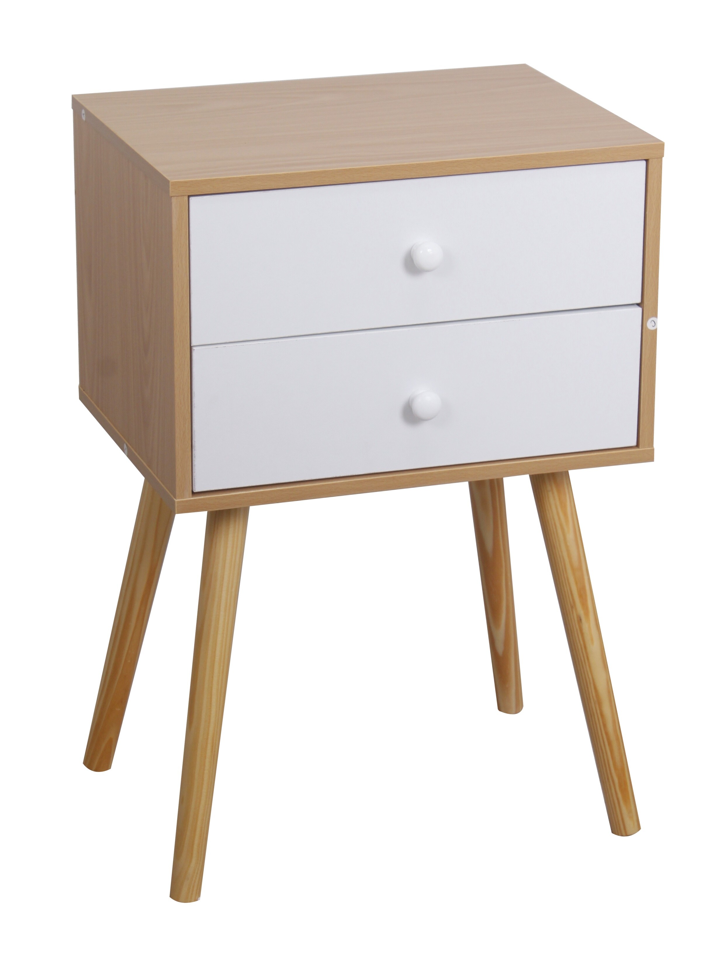 Happy Home Nachttisch mit 2 Schubladen HSB04-WEI - Bild 1