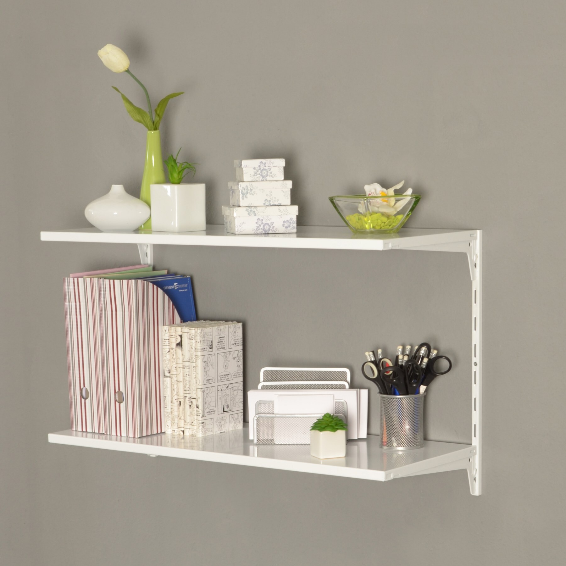 Element System Regal-Set Office 2 wei&szlig; Wandregal Ablage Wandboard B&uuml;cherregal - Bild 1