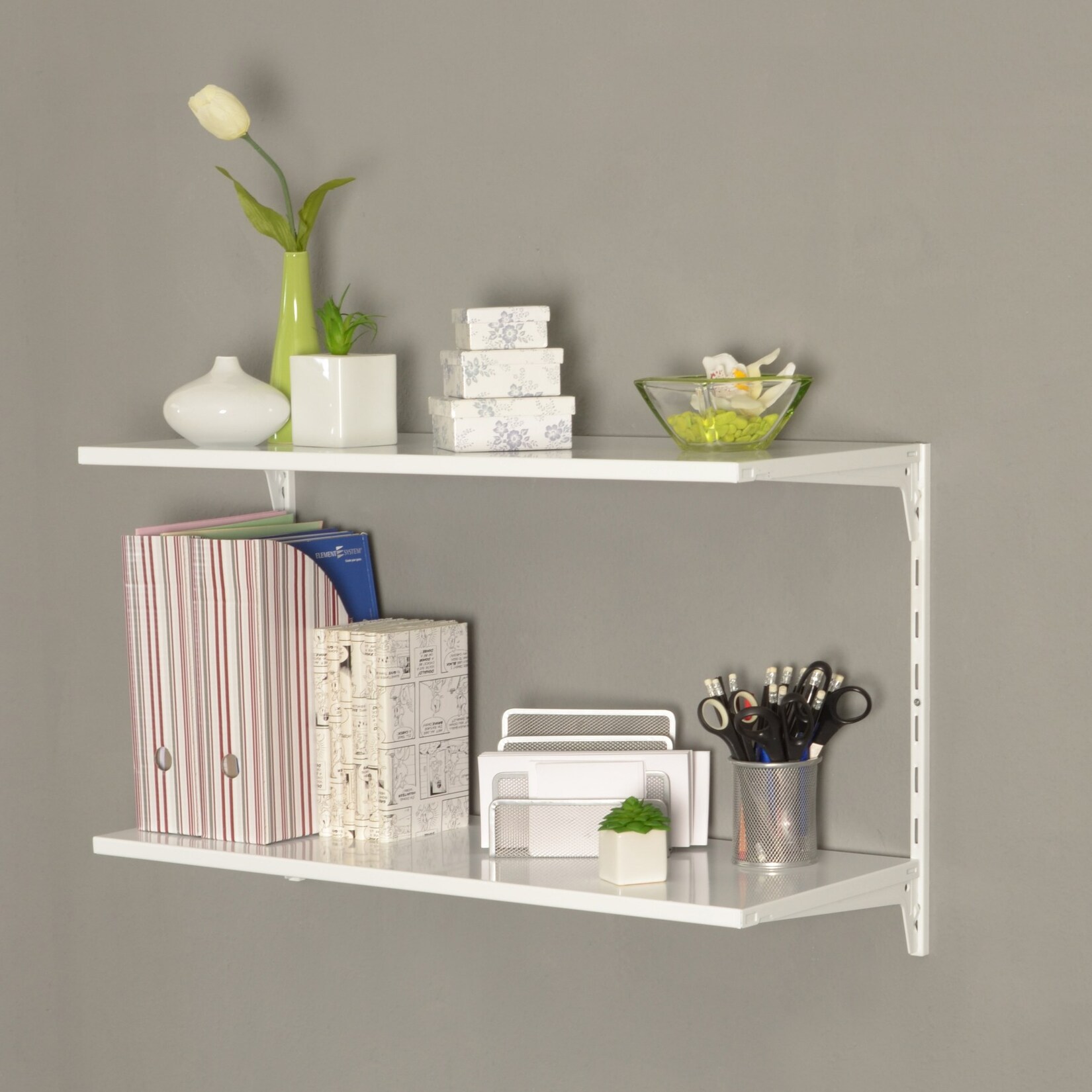 Element System Regal-Set Office 2 weiß Wandregal Ablage Wandboard Bücherregal | 04006676125081