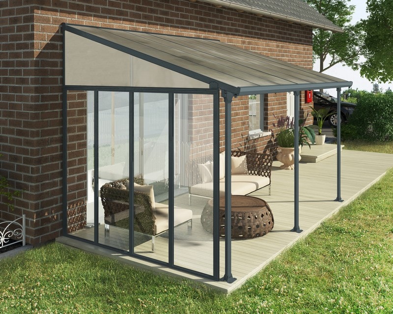 Palram - Canopia | Seitenwand f&uuml;r 3m Tiefe Terrassen&uuml;berdachung, anthrazit - Bild 1