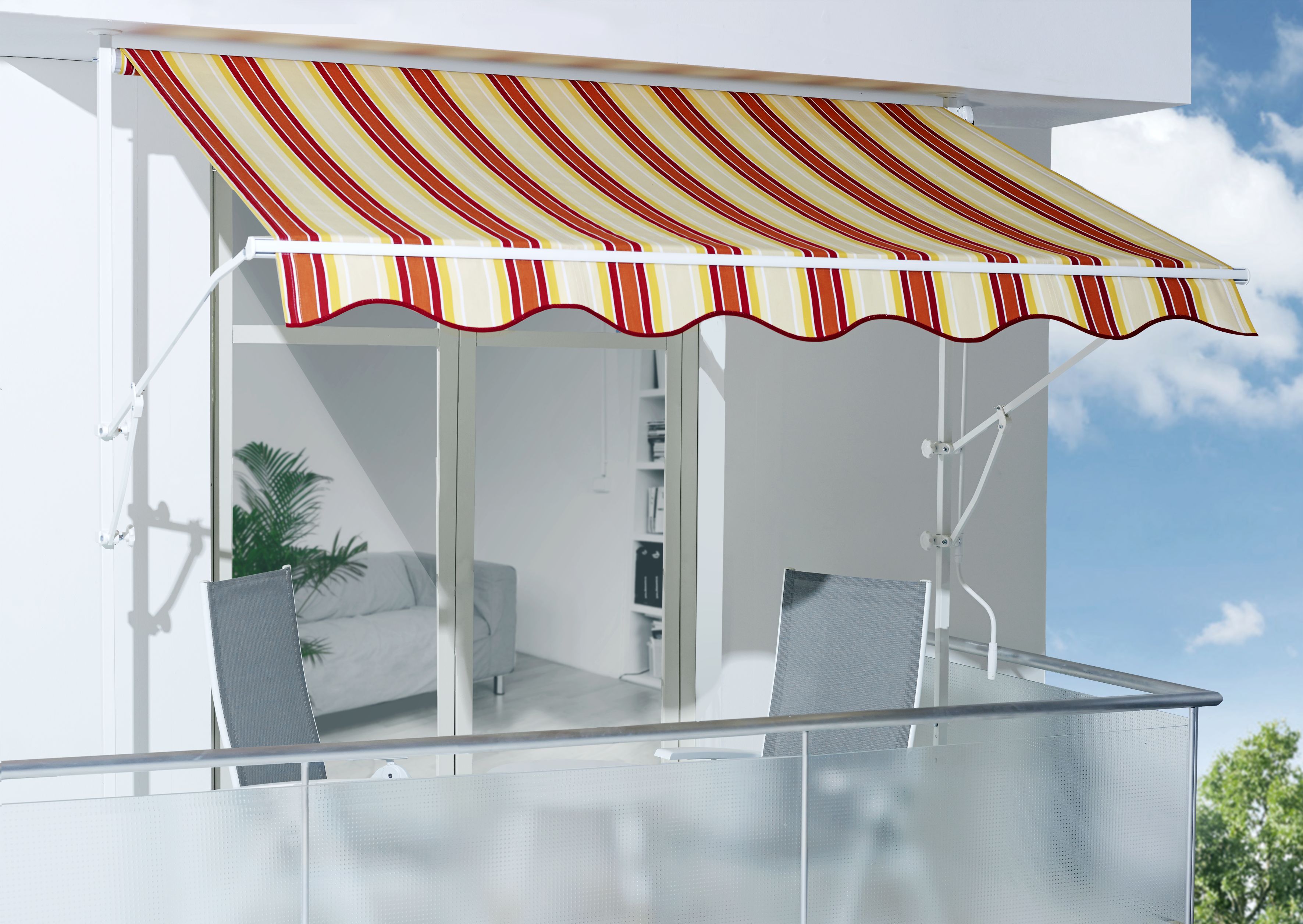 Spettmann Fallarmmarkisen Gestell silber, 200x160 cm Dessin 5996 gelb/rot - Bild 1