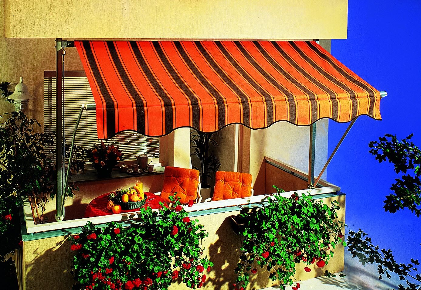 Spettmann Fallarmmarkisen Gestell silber, 250x160 cm Dessin 5961 orange/braun