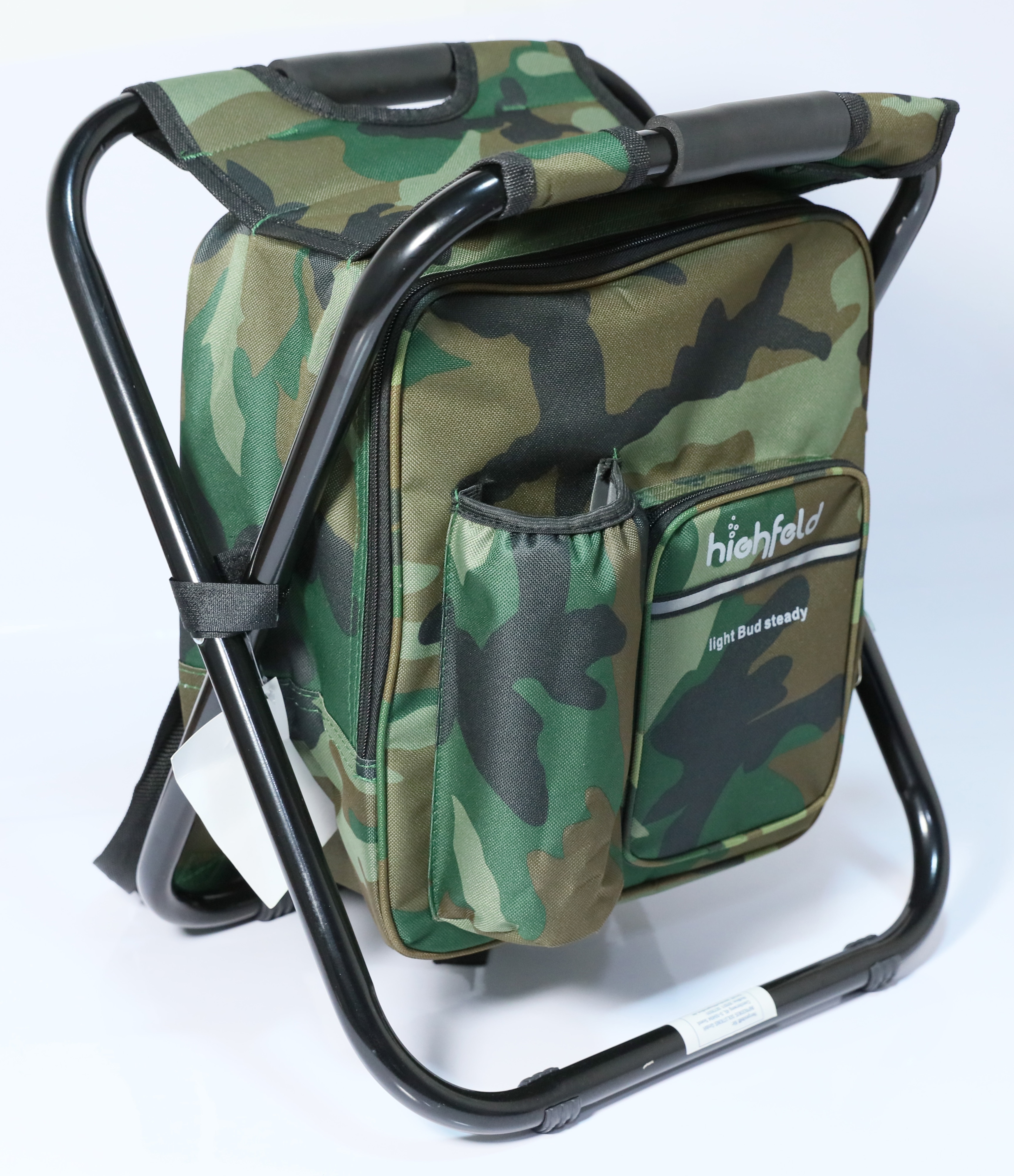 highfeld&reg; Sitzrucksack Ansitzrucksack mit Hocker camouflage Campinghocker Angelhocker Falthocker - Bild 1