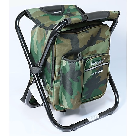 highfeld® Sitzrucksack Ansitzrucksack mit Hocker camouflage Campinghocker Angelhocker Falthocker - Bild 1