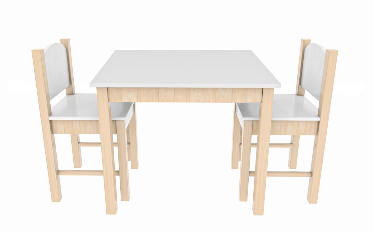 Coemo 3tlg. Kindersitzgruppe Stefano Wei&szlig; 1 Tisch 2 St&uuml;hle - Bild 1