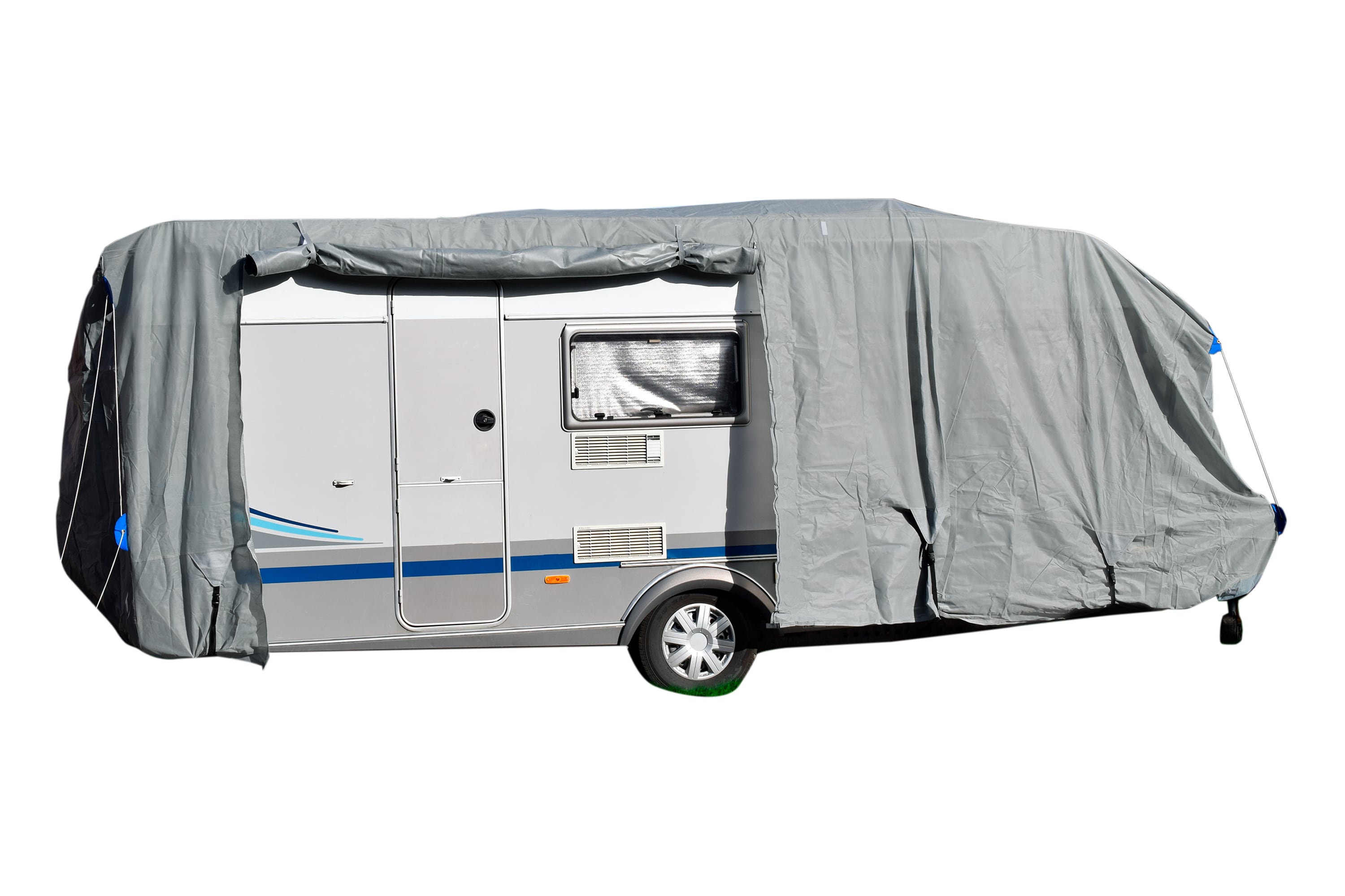 GreenYard Wohnwagen Abdeckplane mit Reflektoren Gr&ouml;&szlig;e M | 550 x 250 x 220 cm - Bild 1