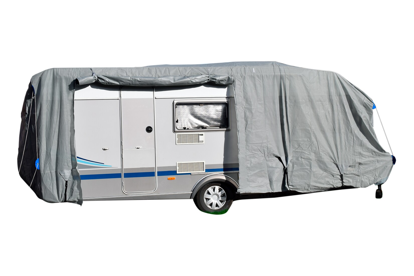 GreenYard Wohnwagen Abdeckplane mit Reflektoren Größe M   550 x 250 x 220 cm | 04251094807983