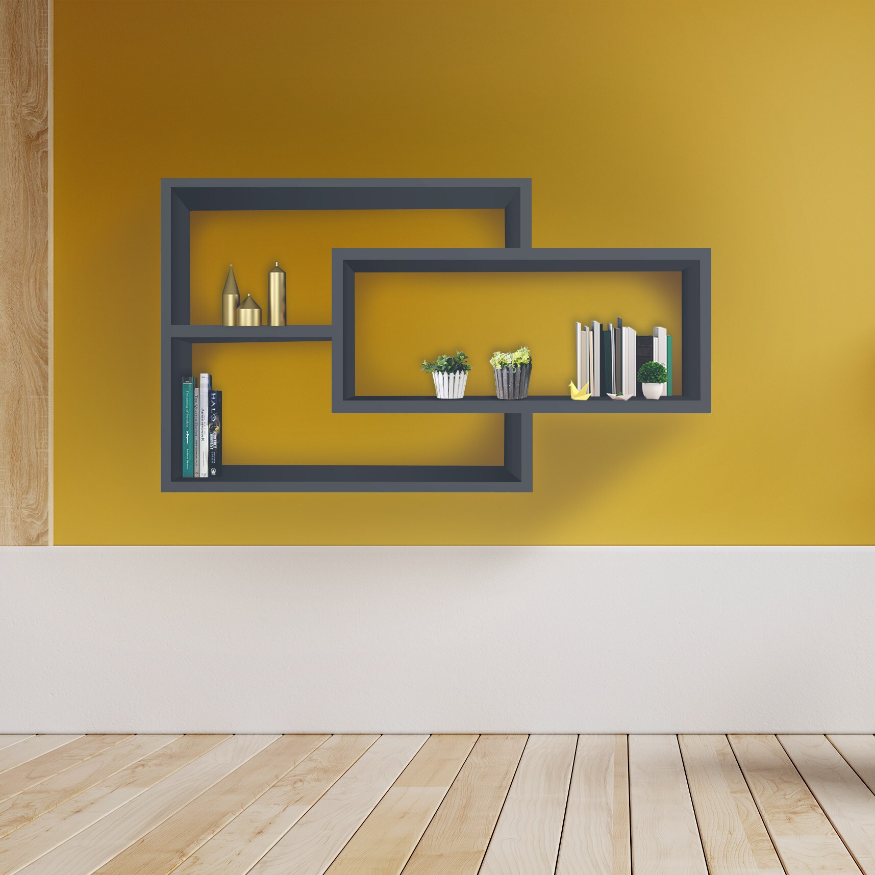 TRAUMM&Ouml;BEL Wandregal KARO Schweberegal Anthrazit - Bild 1