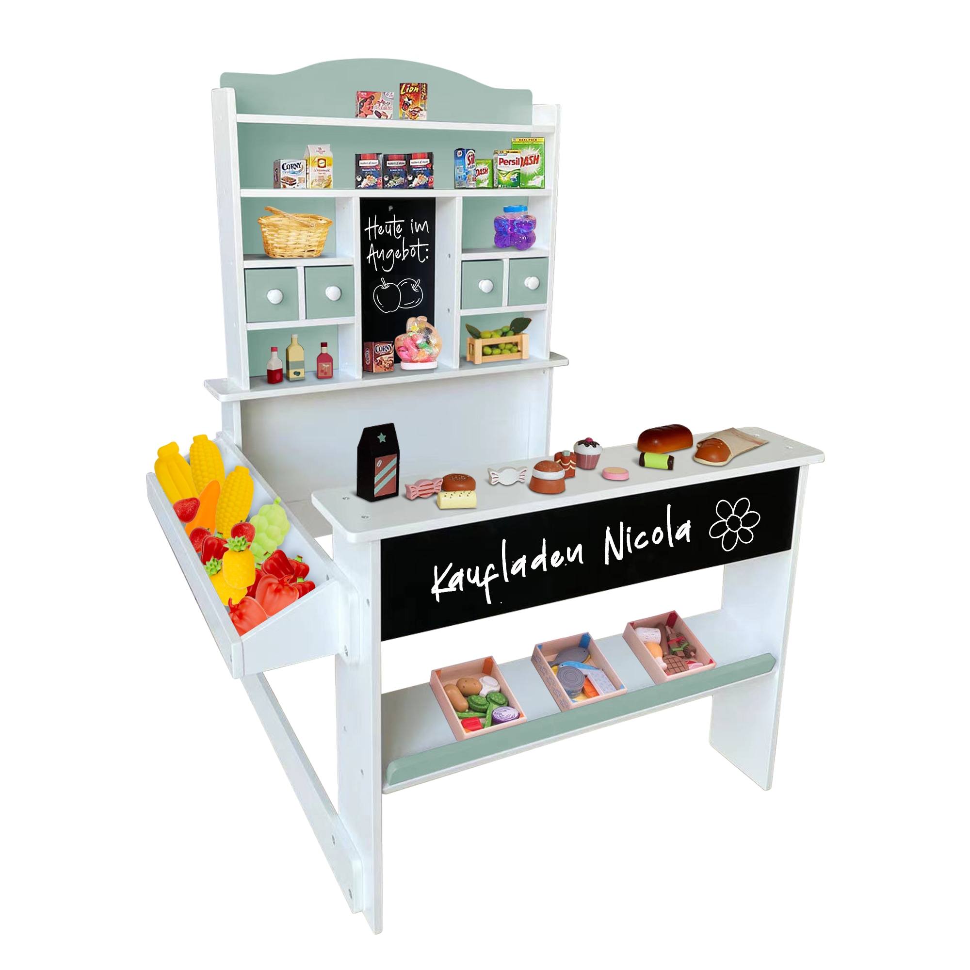 Coemo Kaufladen Nicola Holz mit Theke Gr&uuml;n - Bild 1