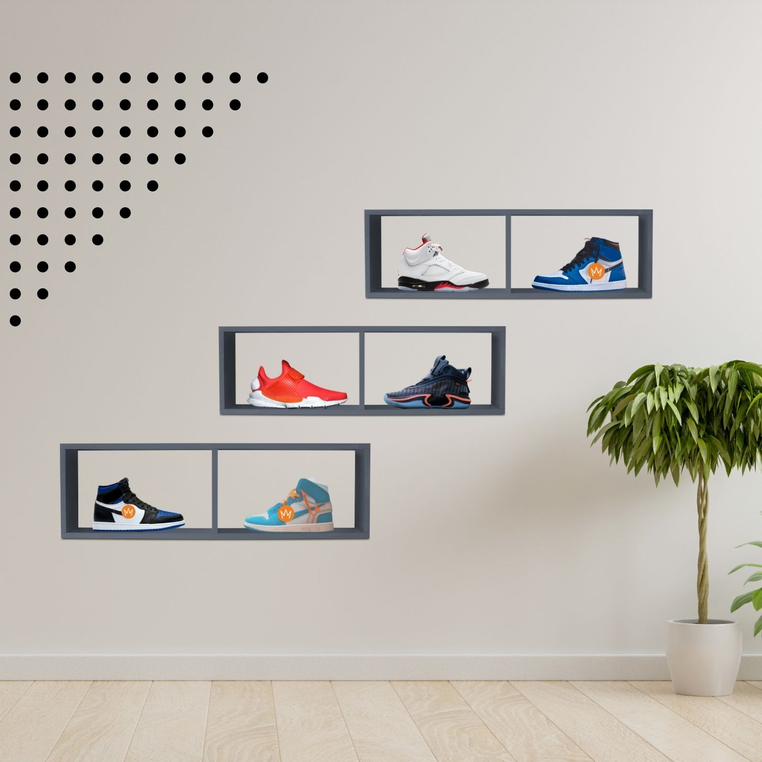 TRAUMM&Ouml;BEL Wandregal COMPACT Schweberegal aus Holz mit 2 F&auml;chern Anthrazit - Bild 1