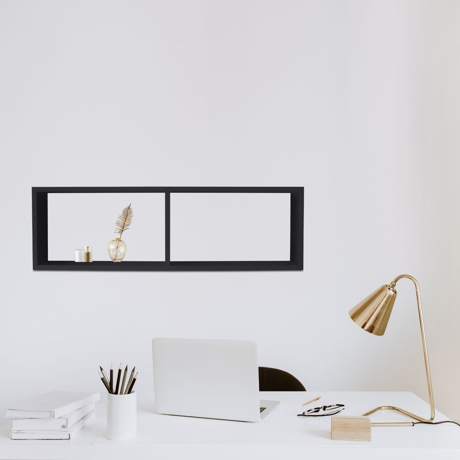 TAUMM&Ouml;BEL Wandregal COMPACT Schweberegal aus Holz mit 2 F&auml;chern Schwarz - Bild 1