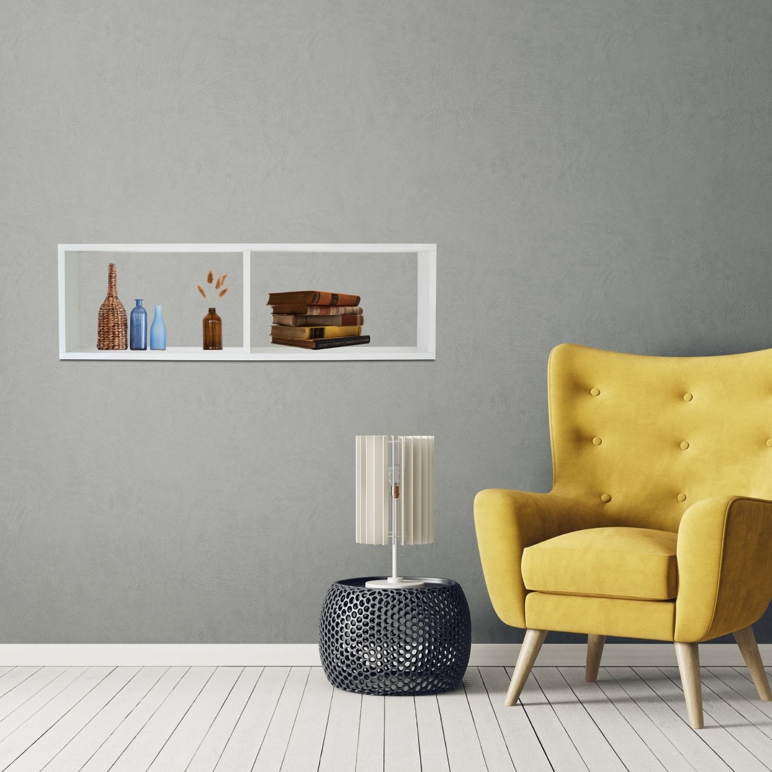 TRAUMM&Ouml;BEL Wandregal COMPACT Schweberegal aus Holz mit 2 F&auml;chern Wei&szlig; - Bild 1