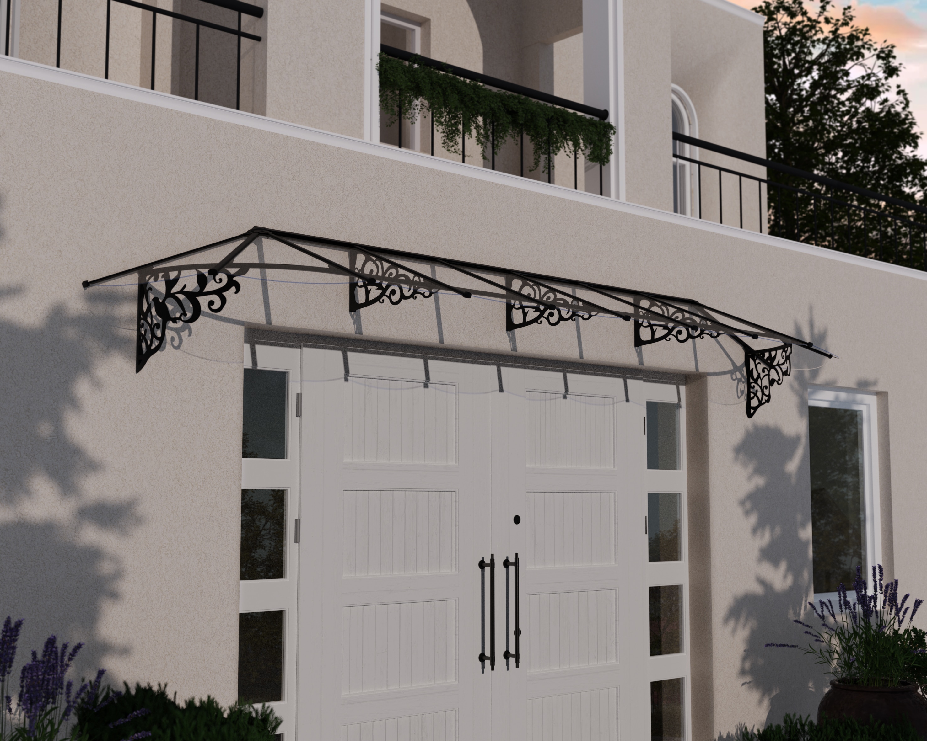Canopia Vordach Lily 4.73 x 0.9 schwarz klar Pultbogenvordach &Uuml;berdachung - Bild 1