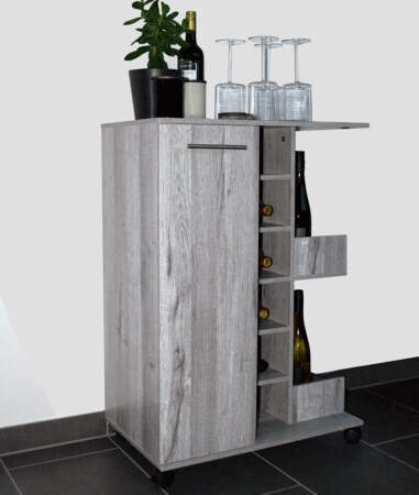 Better Home Flaschenregal Küchenwagen Weinschrank Weinregal mit Rollen grau  37x60x82 cm online kaufen bei Netto