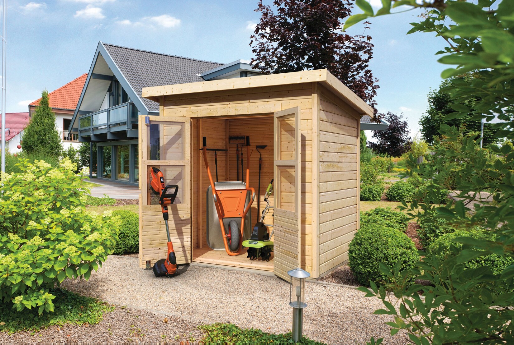 Karibu Gartenhaus "Kano 2" SET naturbelassenes Holz aus nordischer Fichte