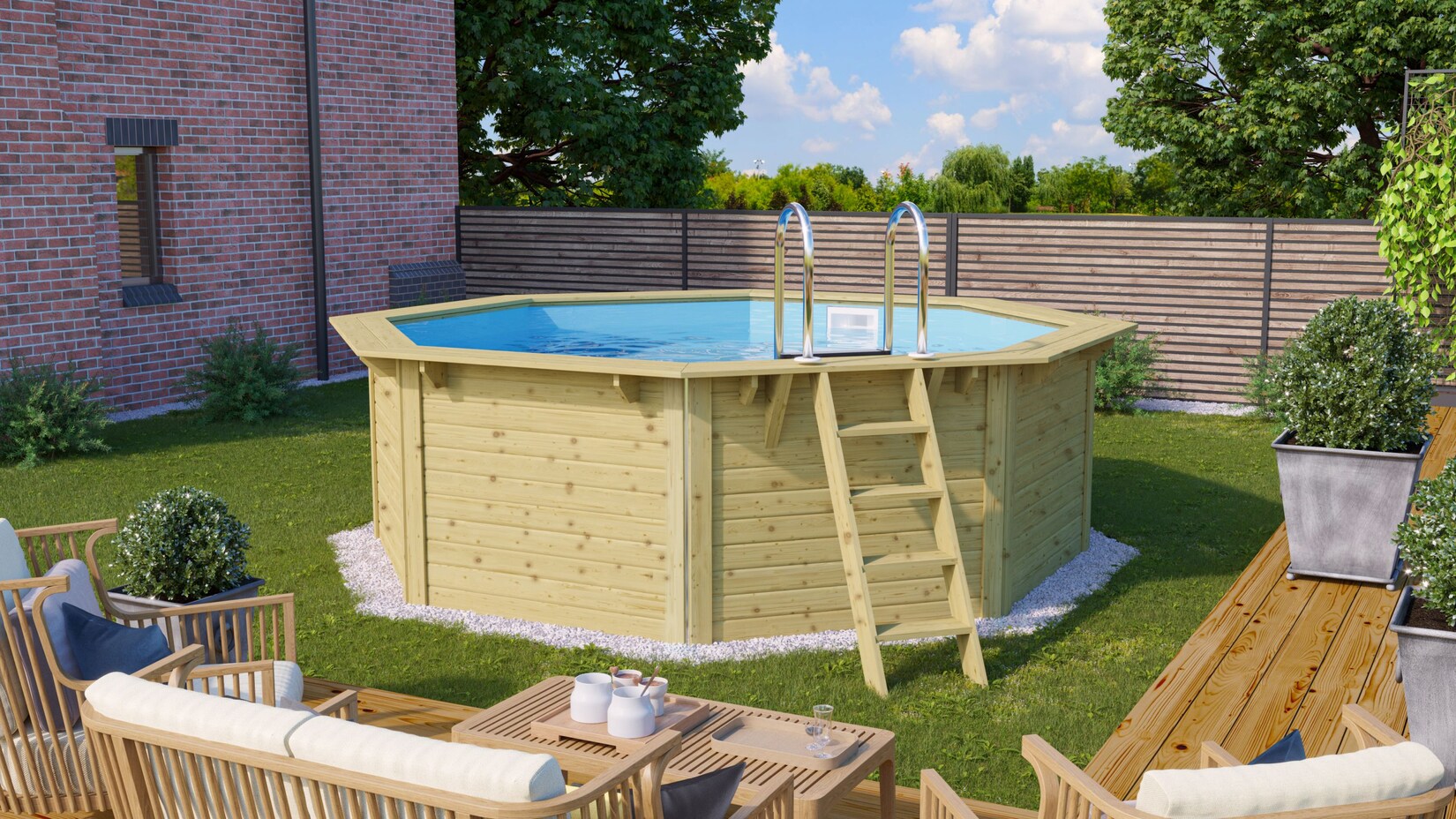 Karibu Pool „Netto 1“ SET kdi mit Innenhülle blau, Skimmer | 04010090473932