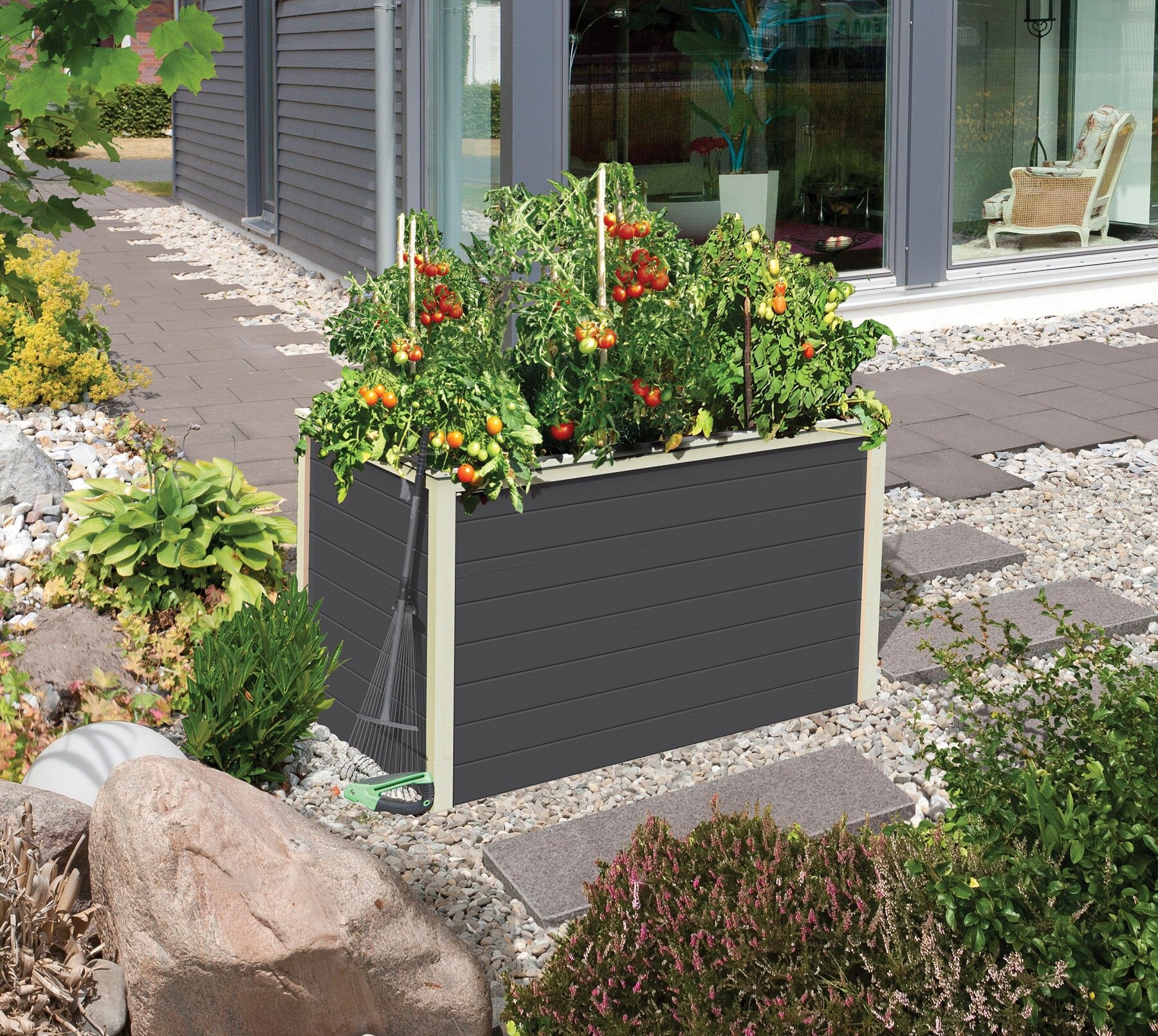 Karibu Hochbeet terragrau 650x980x640 mm Hochbeet Pflanzkasten Fr&uuml;hbeet Gartenbeet - Bild 1
