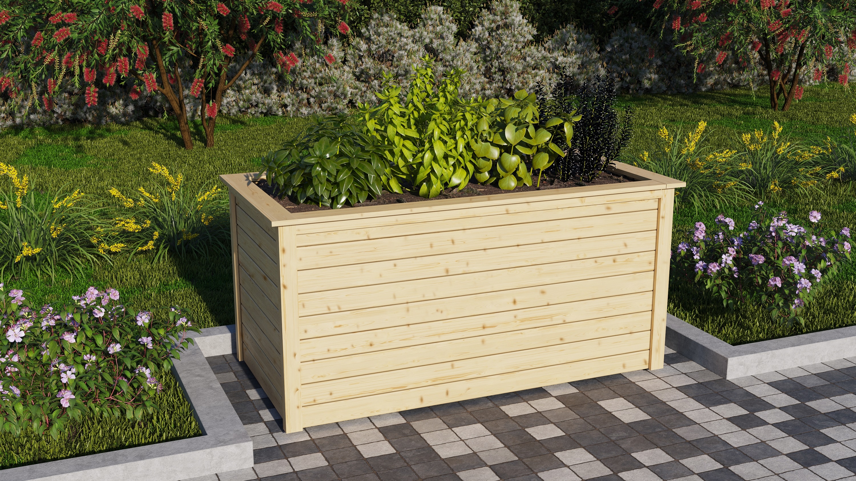 Karibu Hochbeet naturbelassen 890x1730x820 mm Hochbeet Pflanzkasten Fr&uuml;hbeet Gartenbeet - Bild 1