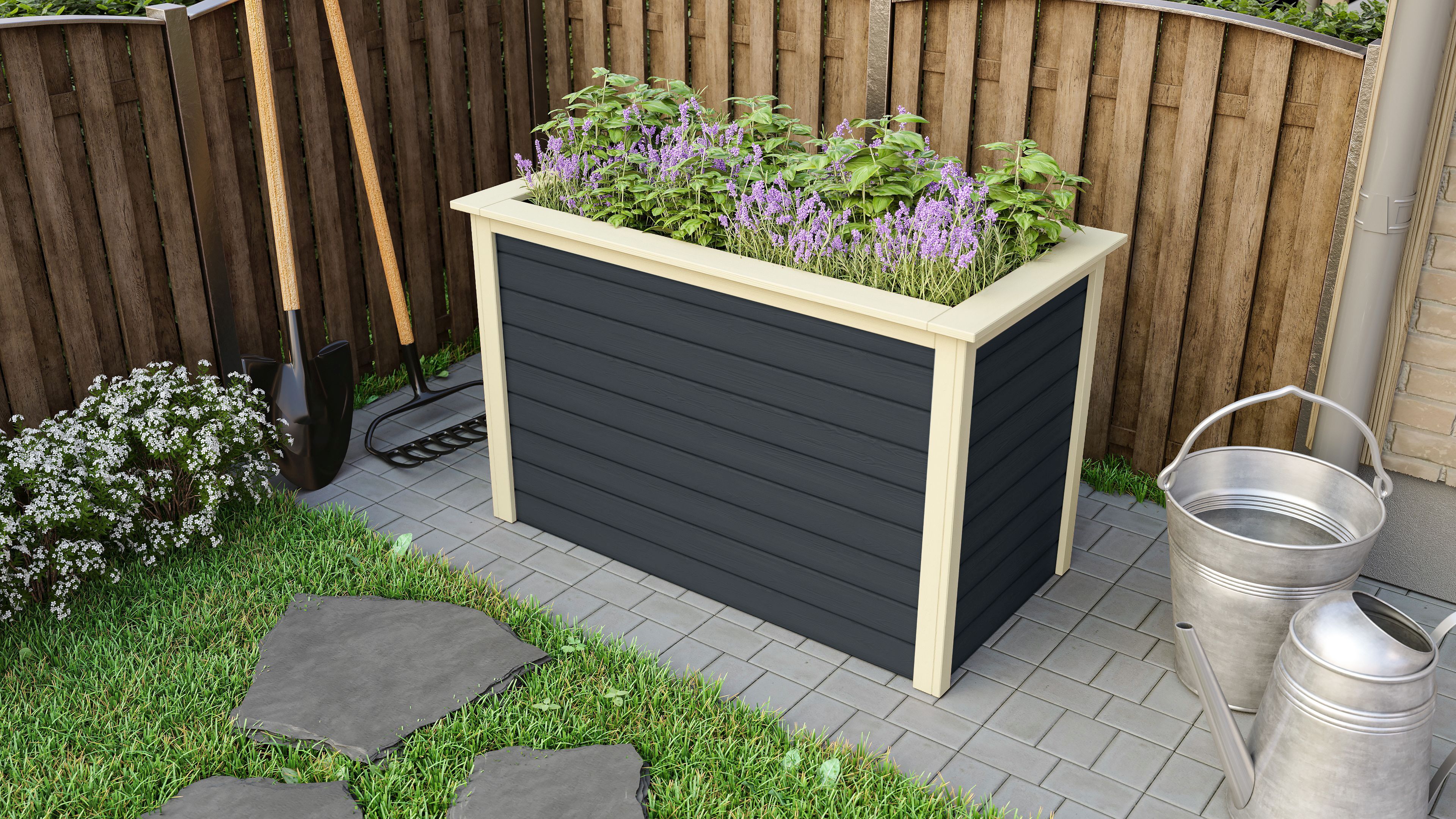 Karibu Hochbeet anthrazit 690x1330x820 mm Hochbeet Pflanzkasten Fr&uuml;hbeet Gartenbeet - Bild 1