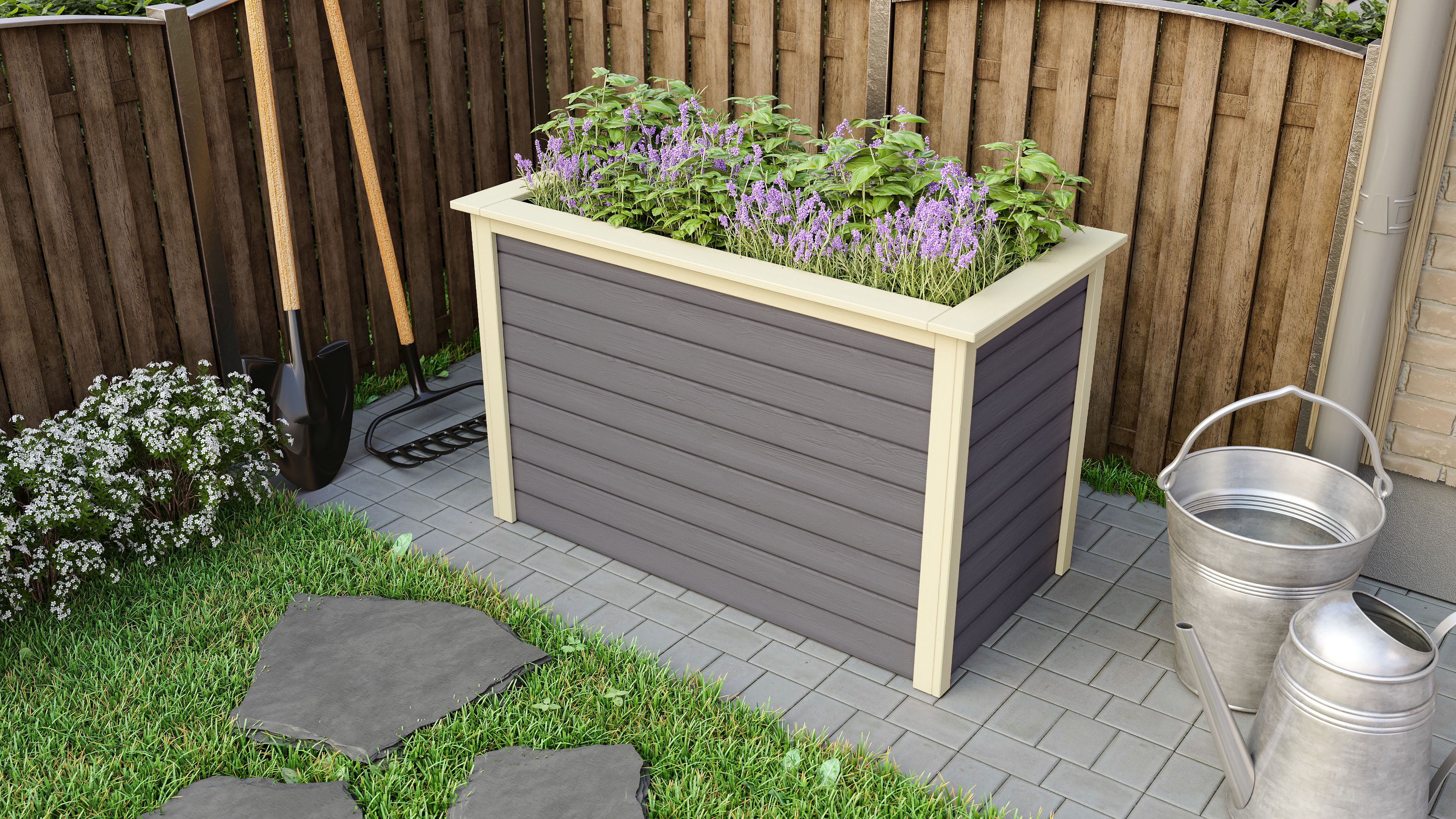 Karibu Hochbeet terragrau 690x1330x820 mm Hochbeet Pflanzkasten Fr&uuml;hbeet Gartenbeet - Bild 1