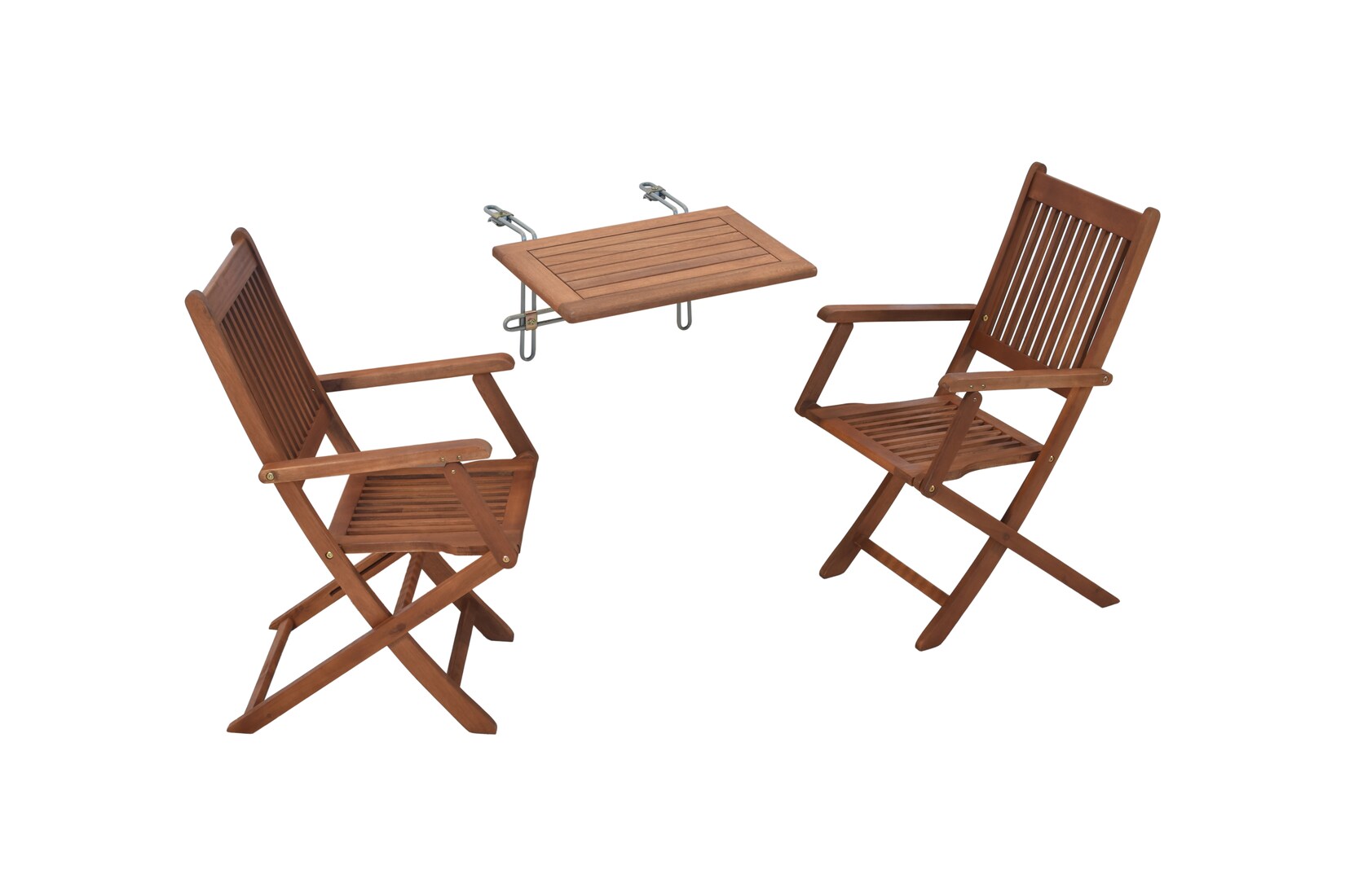 Merxx Balkonmöbel Set Rio 3 tlg.   Balkonhängetisch, 2 Stühle aus Eukalyptusholz | 04033662984551