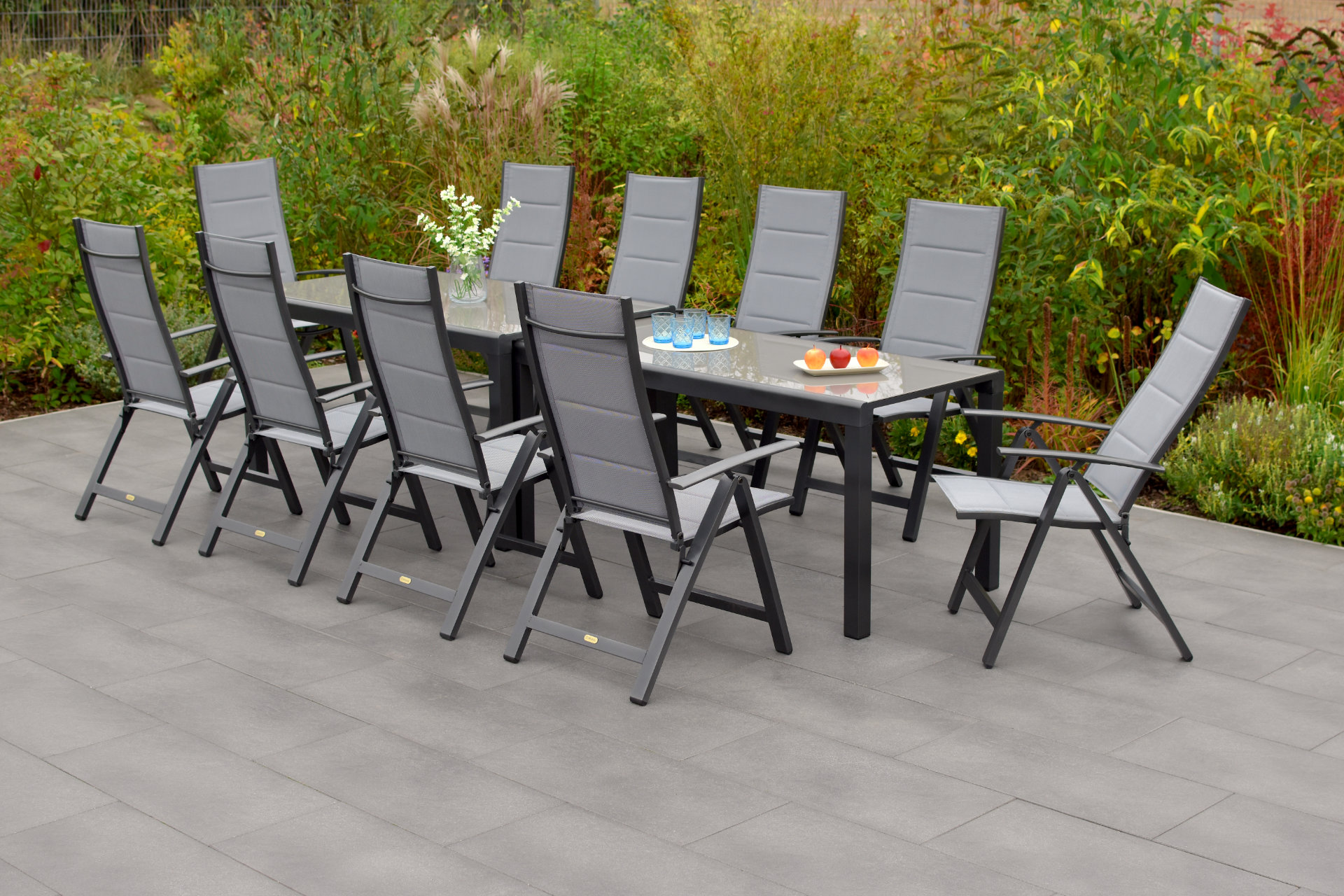 Merxx  Gartenm&ouml;bel Set 11tlg. Florenz Set mit Flexausziehtisch und Gartenst&uuml;hlen - Bild 1