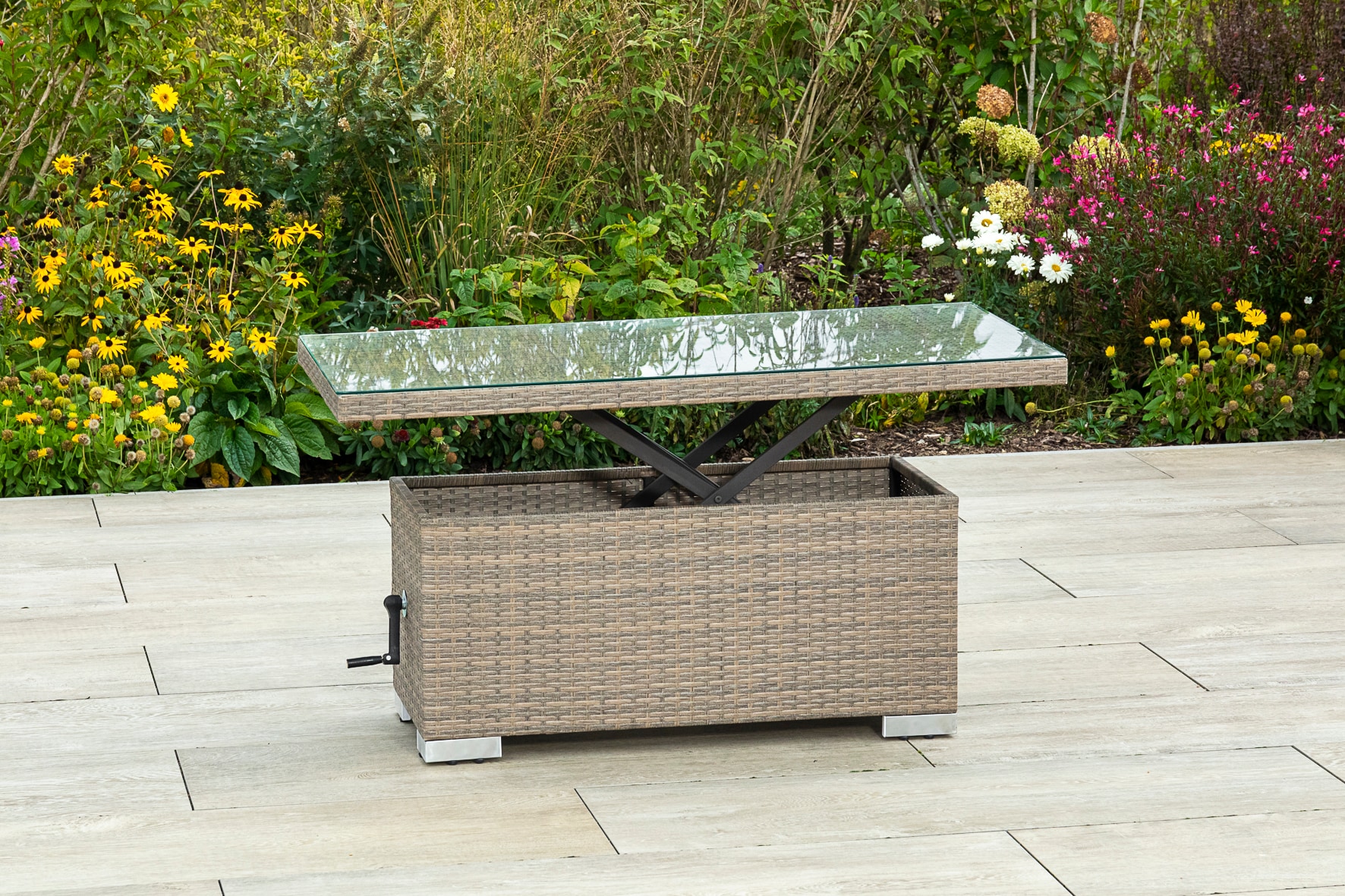 Merxx Bellante Gartentisch h&ouml;henverstellbar 4 Personen mit Sicherheitsglasplatte - Bild 1