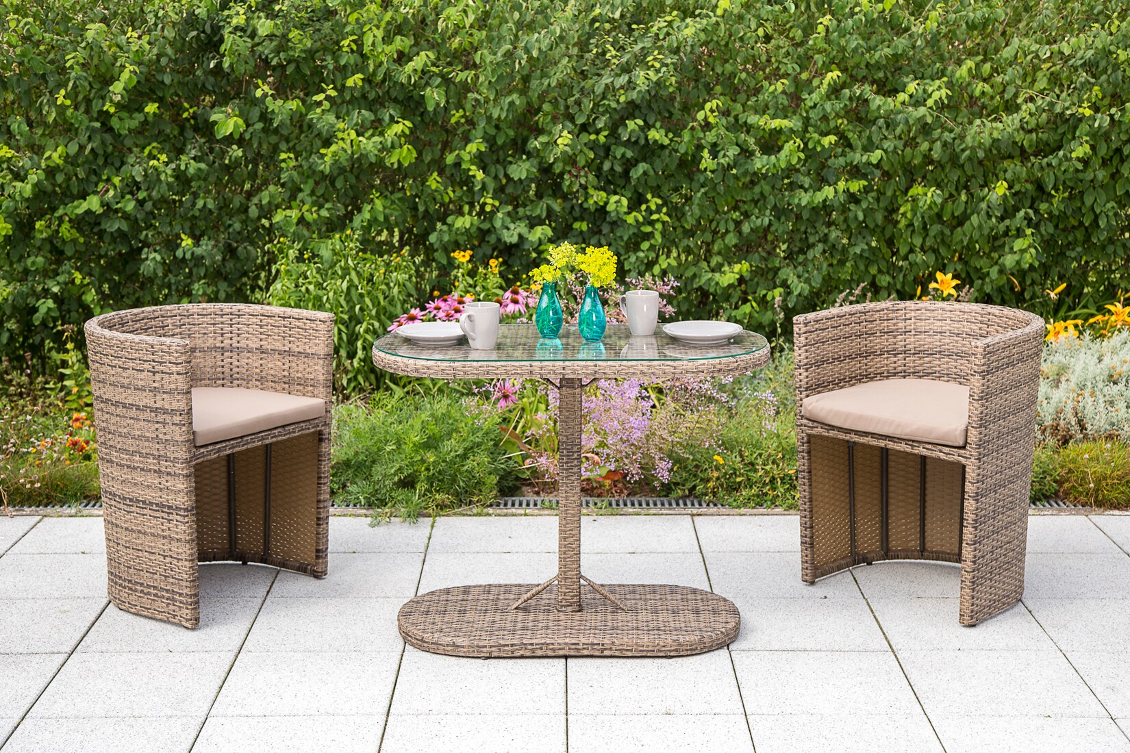 Merxx Ancona Sitzgruppe Garten & Balkon   Set 3 tlg. Tisch und zwei Stühle | 04033662282947