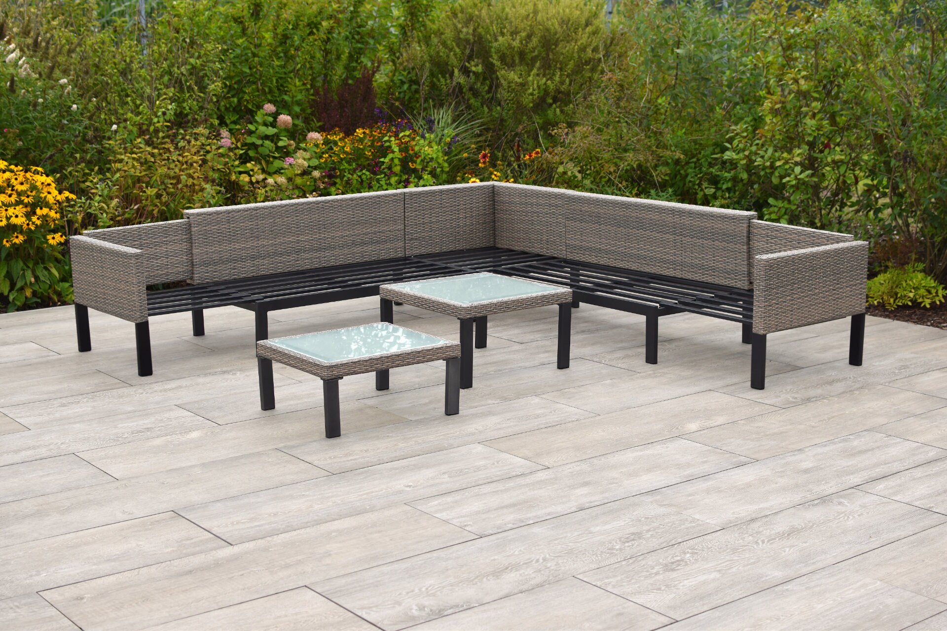 Merxx Lounge Set Amantea | Ecksofa doppelt ausziehbar, zwei Tische, Sitzkissen - Bild 1