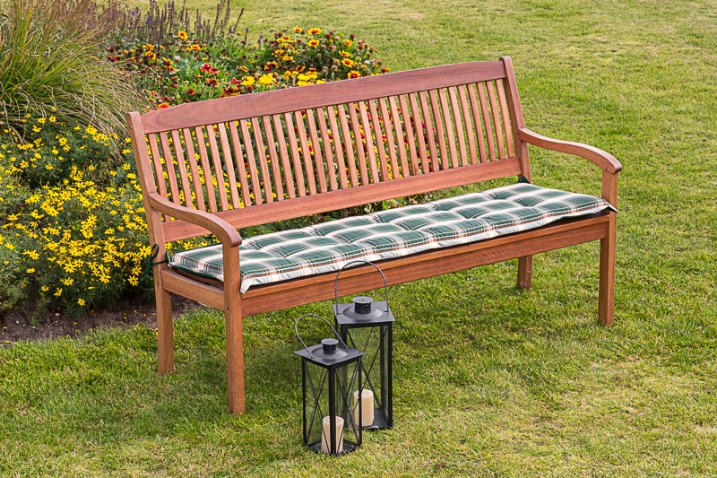 Merxx Kissen f&uuml;r 3er Bank Wendekissen gr&uuml;n kariert/uni - Bild 1