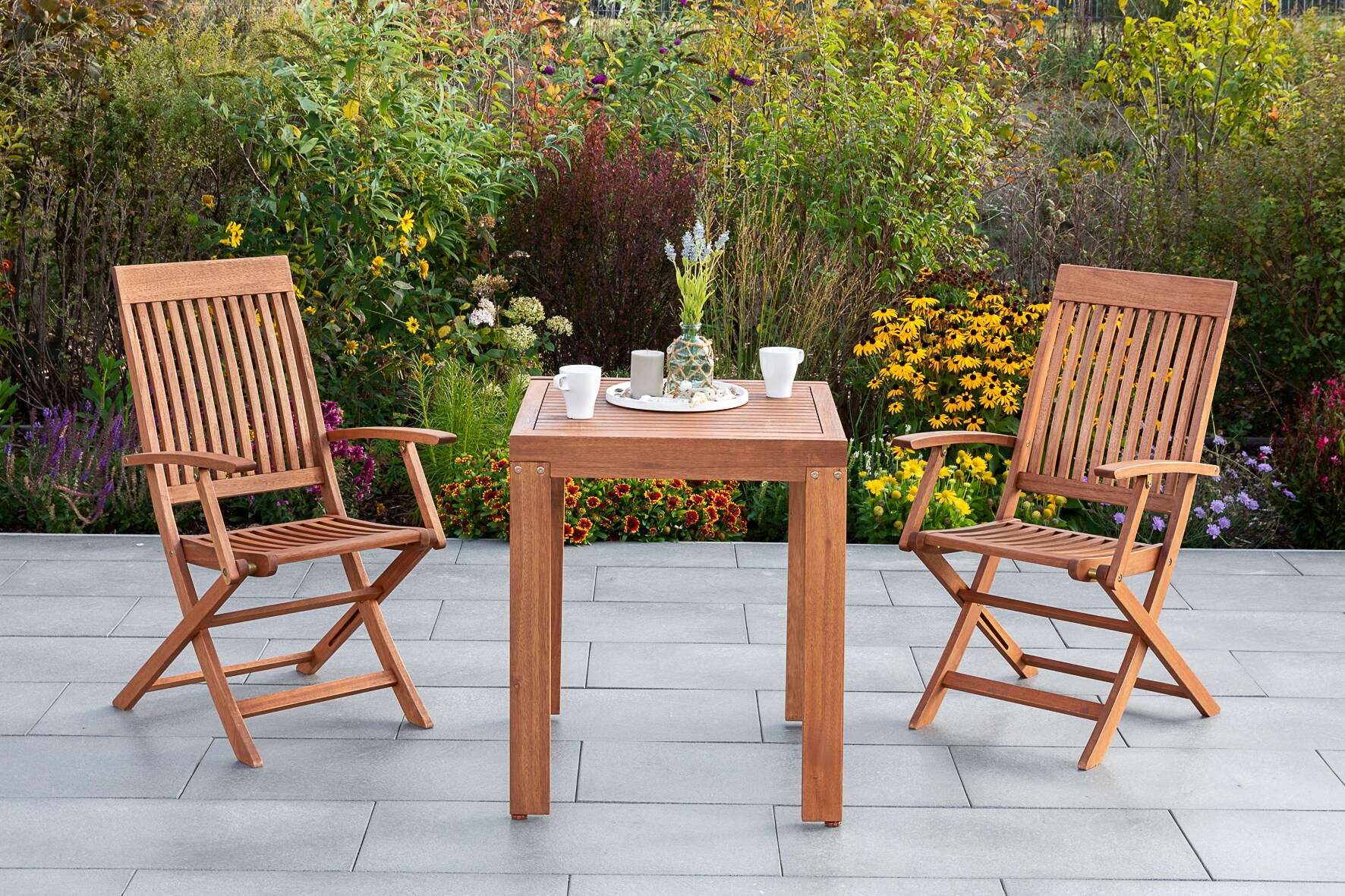 Merxx Lounge Set Comodoro&nbsp;3 tlg. aus Eukalyptusholz&nbsp;| Ausziehbarer Balkontisch - Bild 1