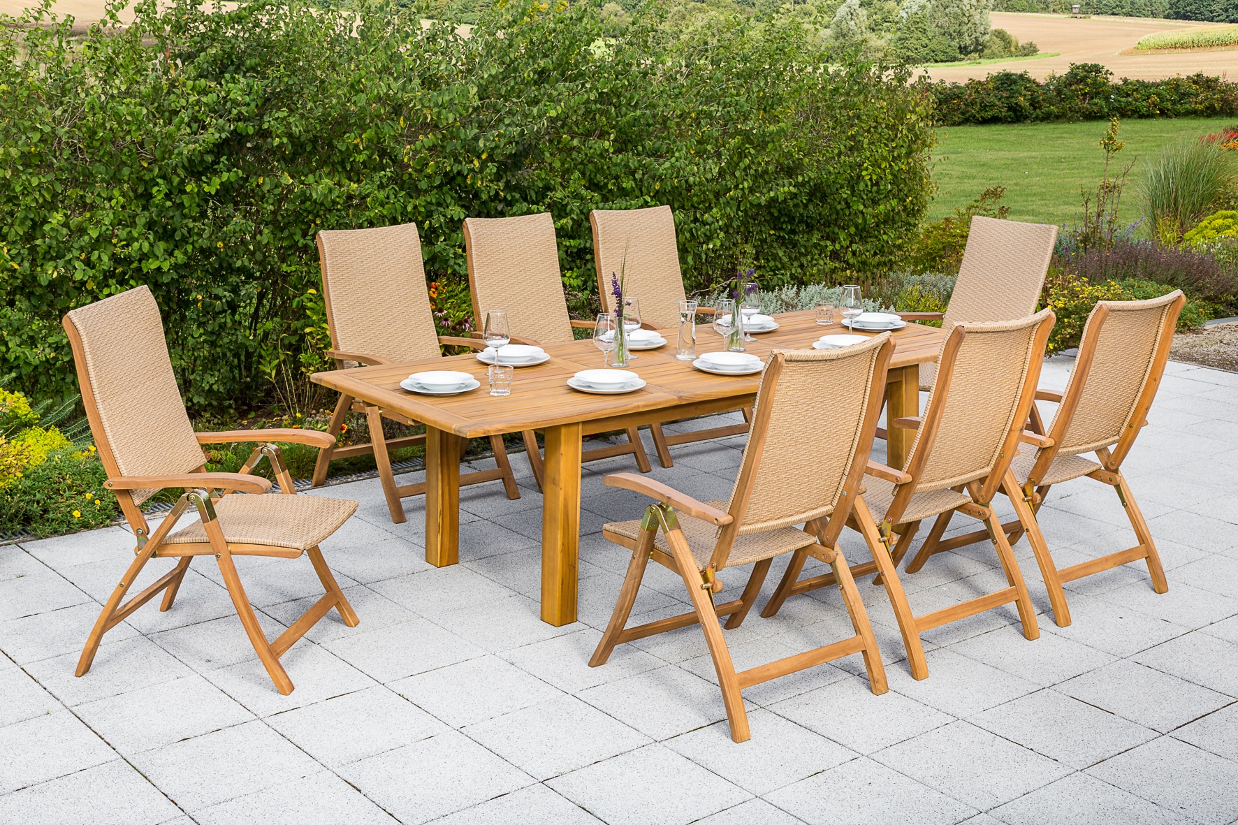 Merxx Capri Gartenm&ouml;bel Set | Sitzgruppe 8 Personen mit Doppelausziehtisch - Bild 1