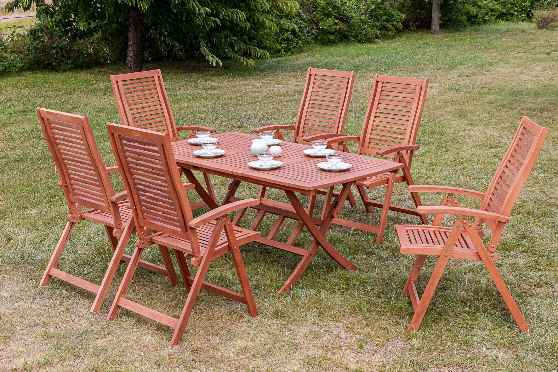 Merxx Gartenm&ouml;belset Cordoba 7tlg. Klappausziehtisch - Bild 1