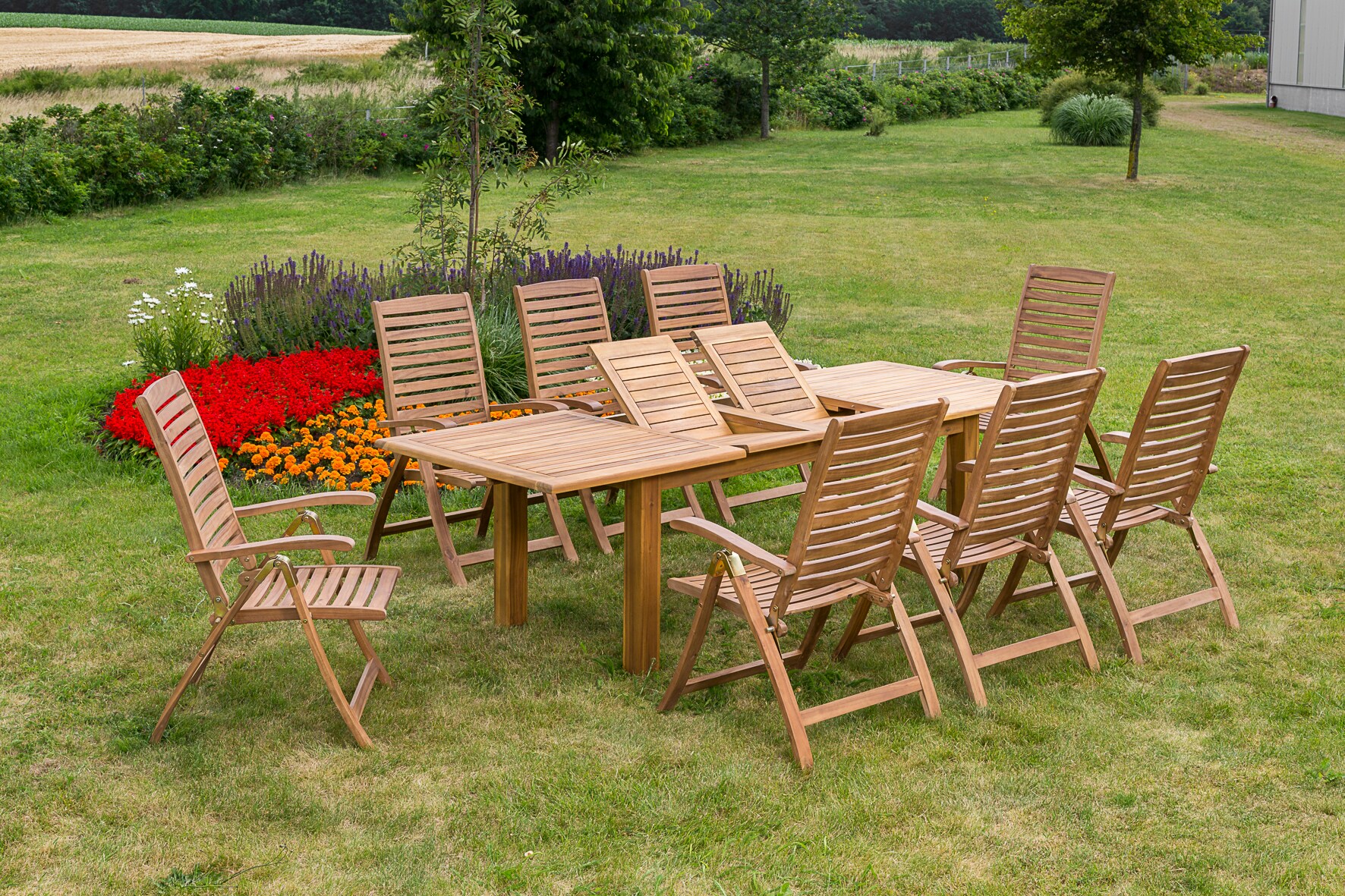 Merxx Gartenm&ouml;belset Parabaiba 9tlg. Doppelausziehtisch - Bild 1