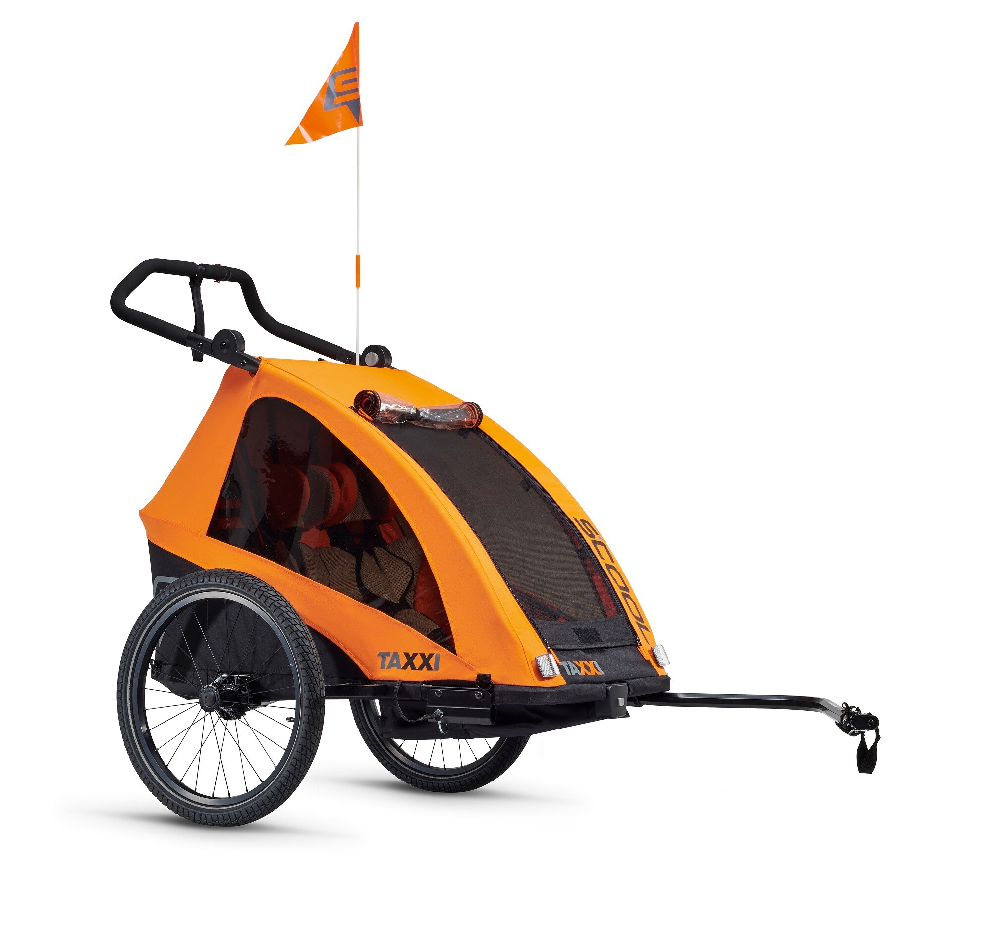 taXXi Kinderfahrradanh&auml;nger Pro two - Orange Kinderanh&auml;nger mit Federung Fahrradanh&auml;nger - Bild 1