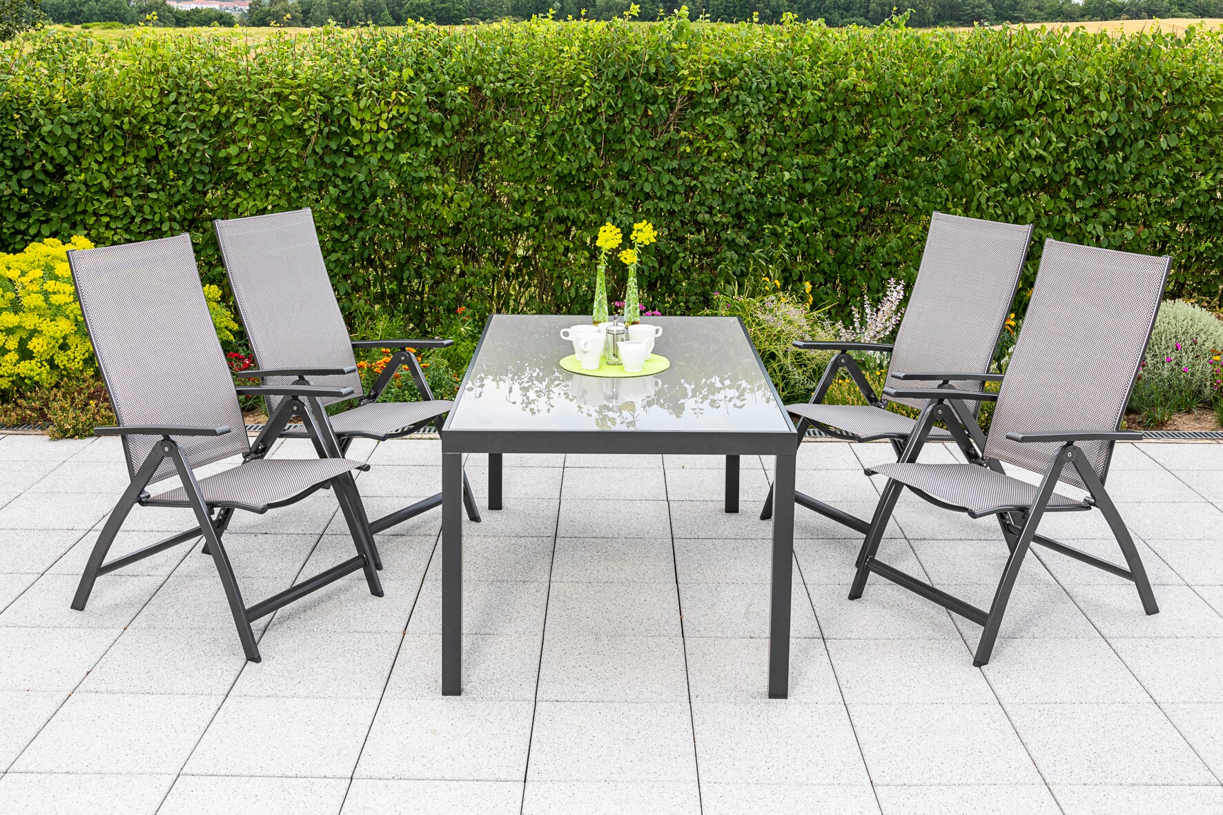 Merxx Vicenza Set 5tlg. graphit/diamantbraun Tisch 150x90 cm - Bild 1