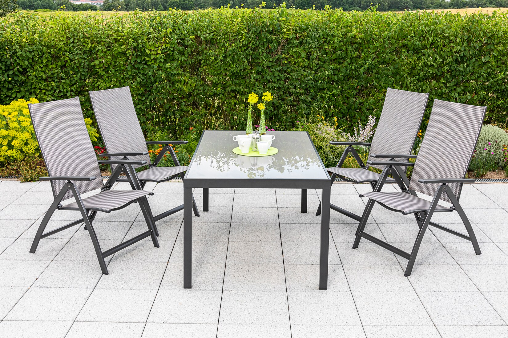 Merxx Vicenza Set 5tlg. graphit/diamantbraun Tisch 150×90 cm | 04033662988047