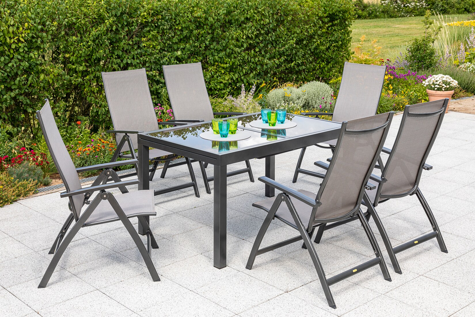 Merxx Vicenza Set 7tlg. Ausziehtisch graphit/diamantbraun | 04033662988023