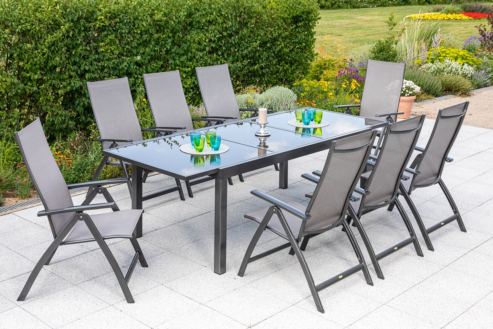 Merxx Vicenza Set 9tlg. Ausziehtisch graphit/diamantbraun | 04033662988016