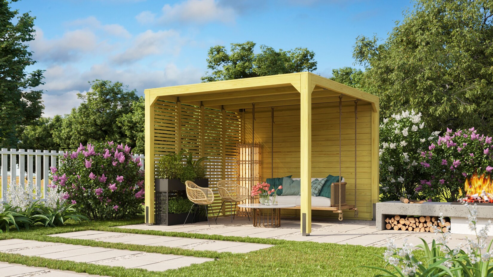 Karibu Pavillon naturbelassen 3,2 x 3,2m Leimholz | 04010090851211
