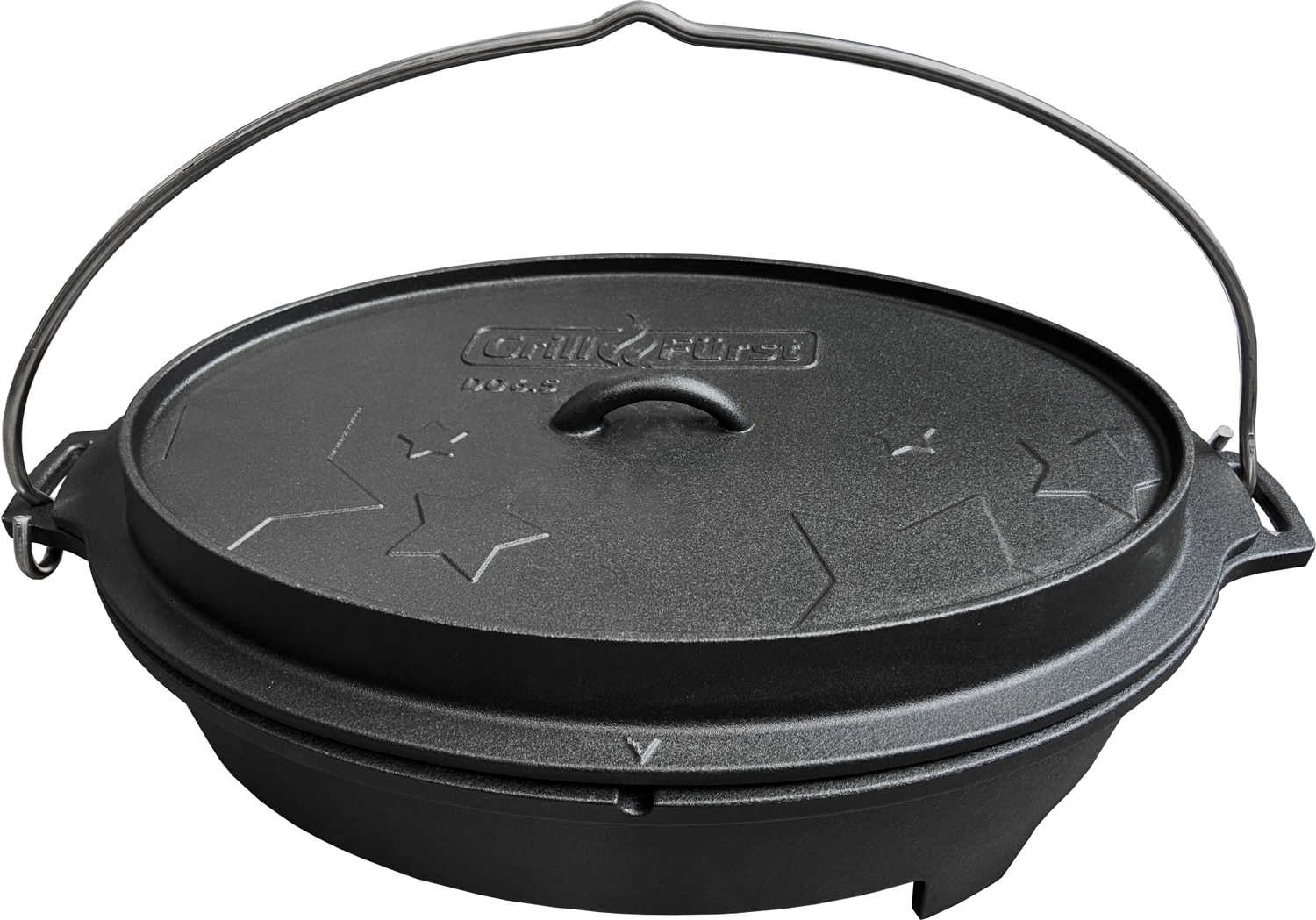 Grillf&uuml;rst Dutch Oven BBQ Gusseisen Topf Feuertopf Schmortopf Br&auml;ter 6,4 Liter Campingtopf - Bild 1
