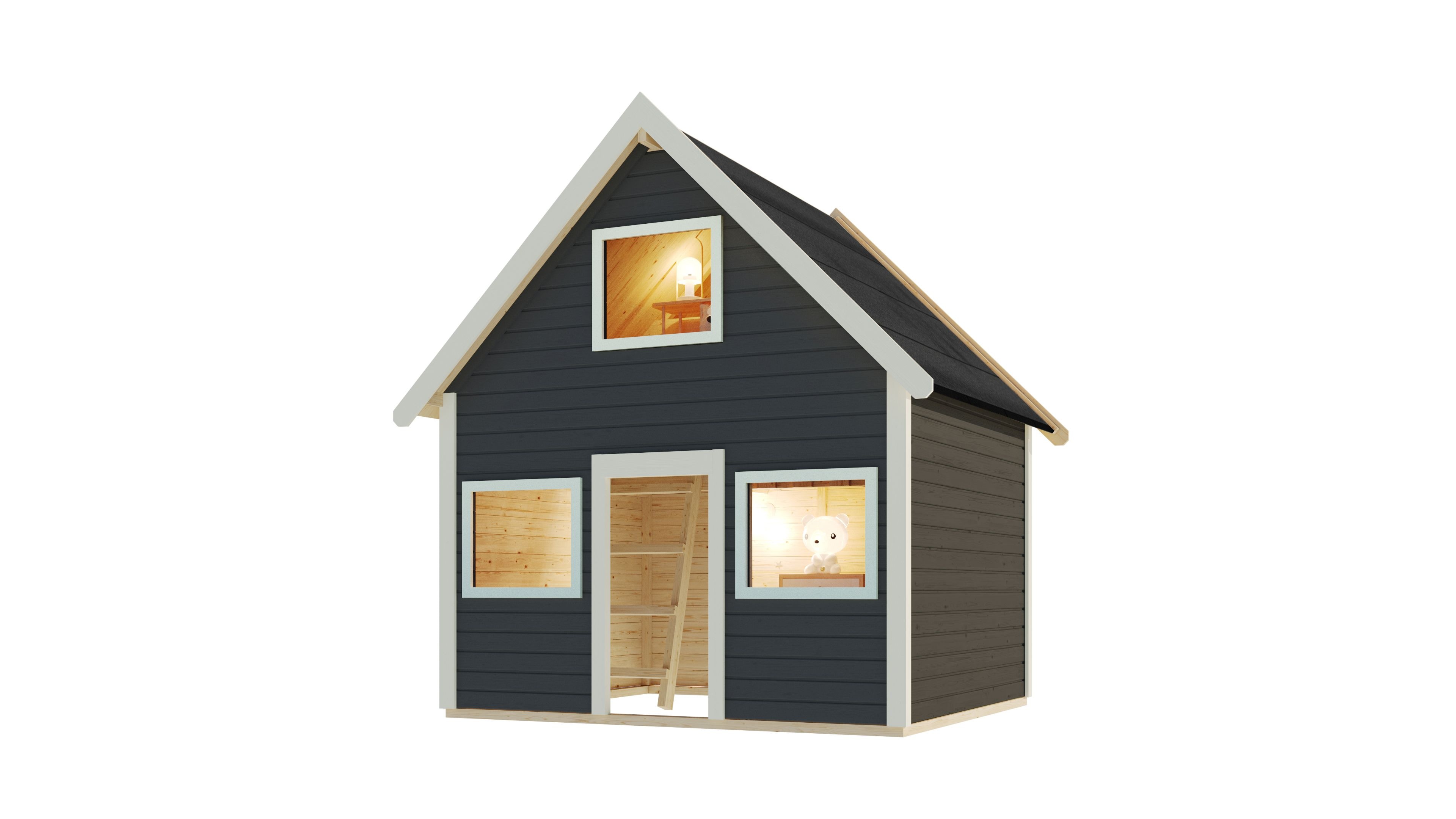 Karibu Spielhaus Kalle terragrau 2 Etagen inkl. Holzleiter - Bild 1