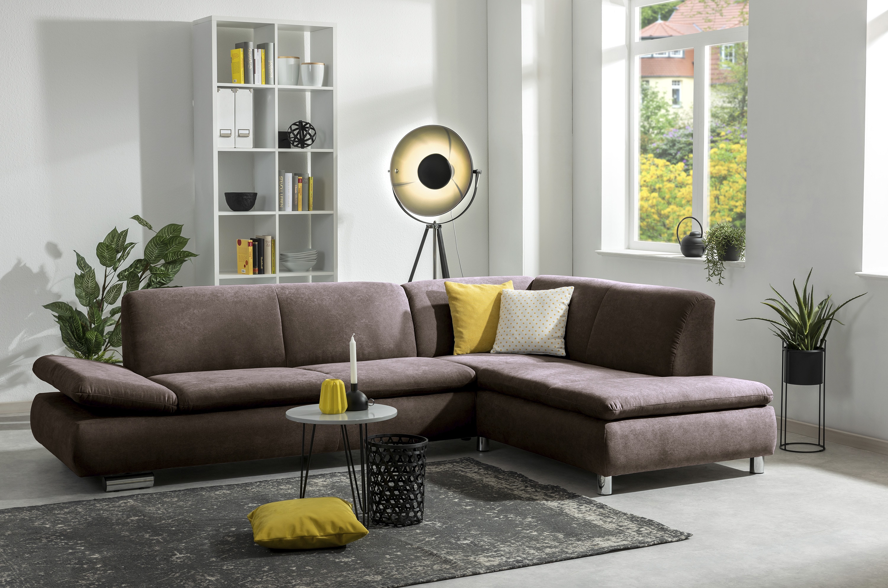 Max Winzer Terrence Sofa 2,5-Sitzer links mit Ecksofa rechts Flachgewebe schoko - Bild 1