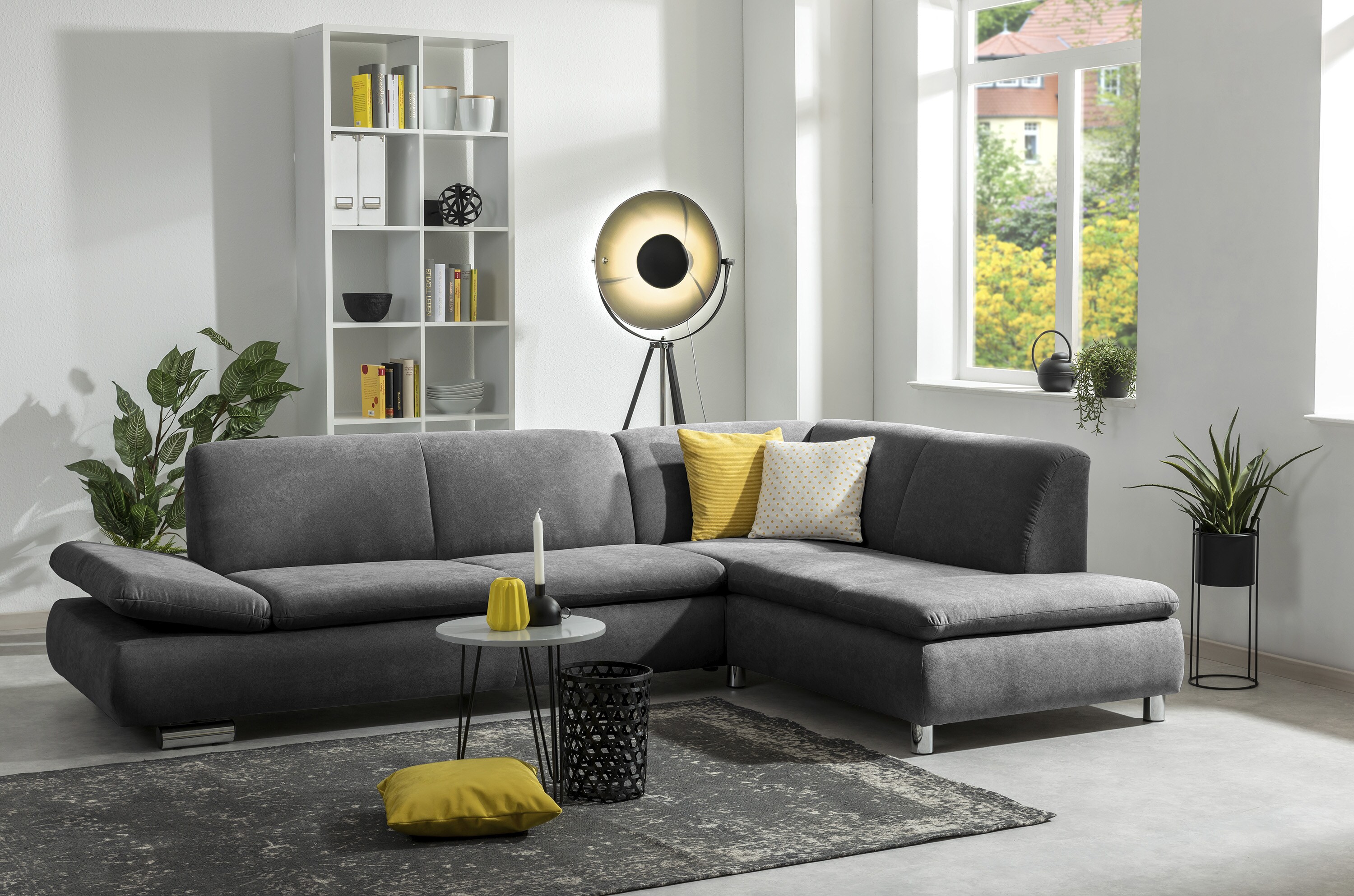 Max Winzer Terrence Sofa 2,5-Sitzer links mit Ecksofa rechts Flachgewebe anthrazit - Bild 1