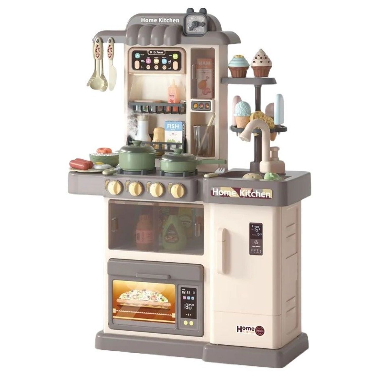 Coemo Kinderküche Jasmin Spielküche mit viel Zubehör Farbe Grau | 04260360015977