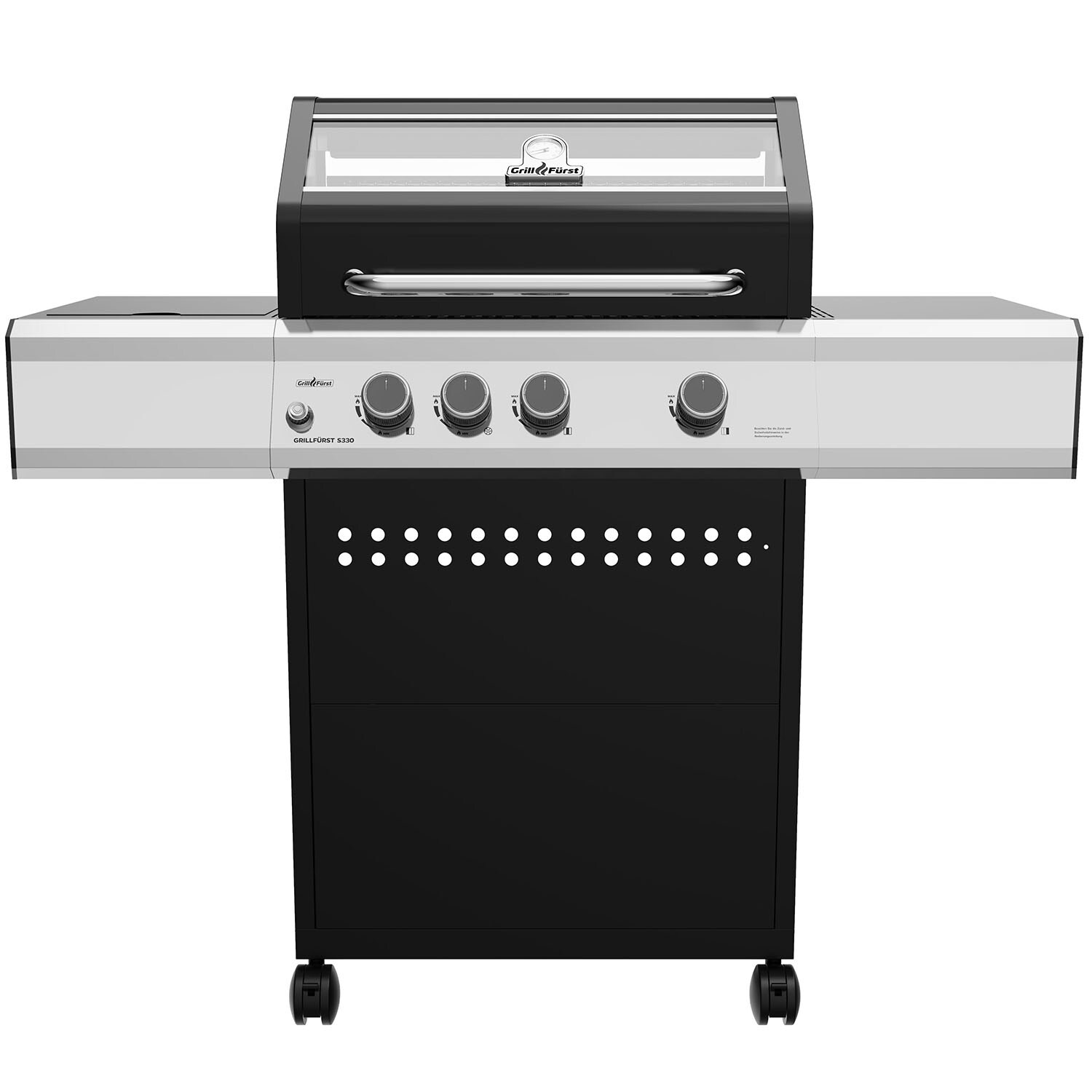 Grillfürst S330G 3-Brenner Gasgrill mit Seitenkocher und Gusseisen Rost | 00034731855004