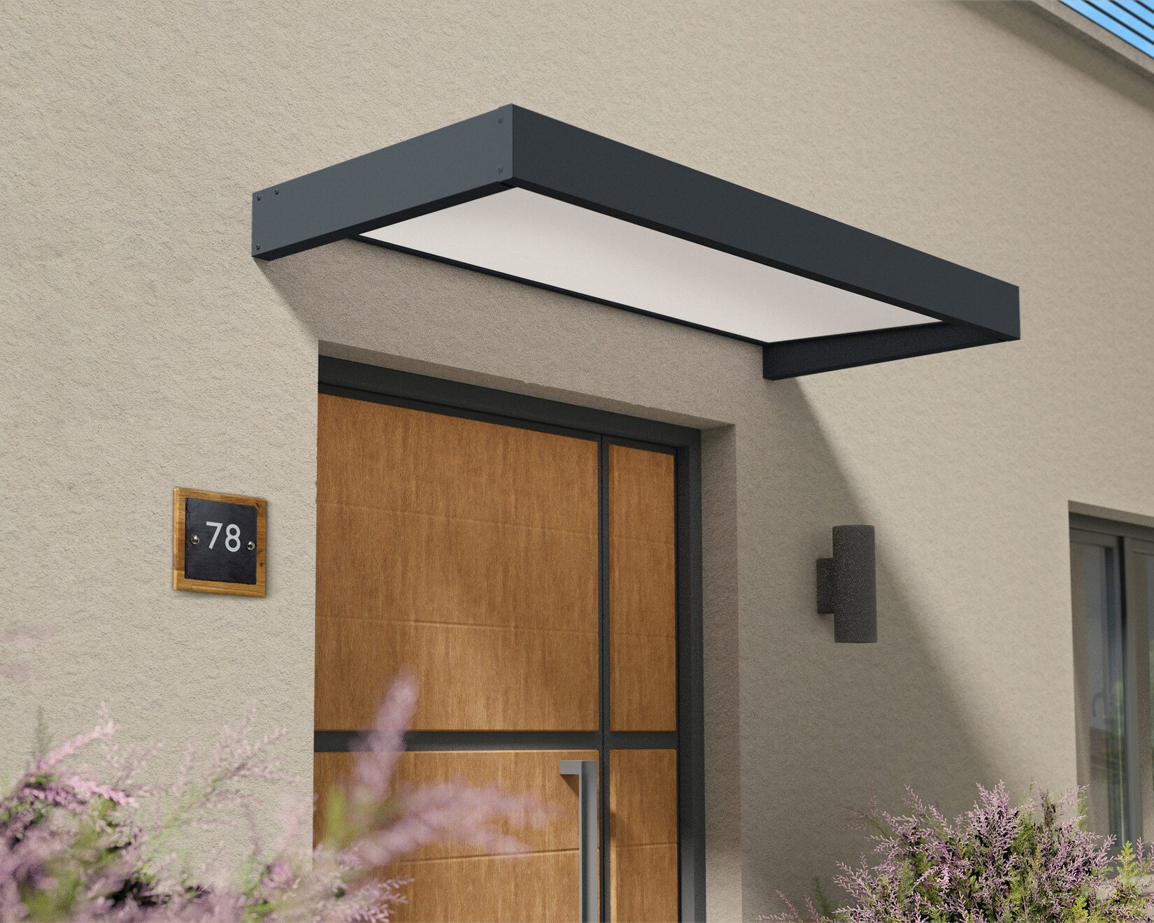 Canopia Sophia Vordach, anthrazit, weiß satiniert 215x95x17 in cm (LxBxH) | 07290108610475